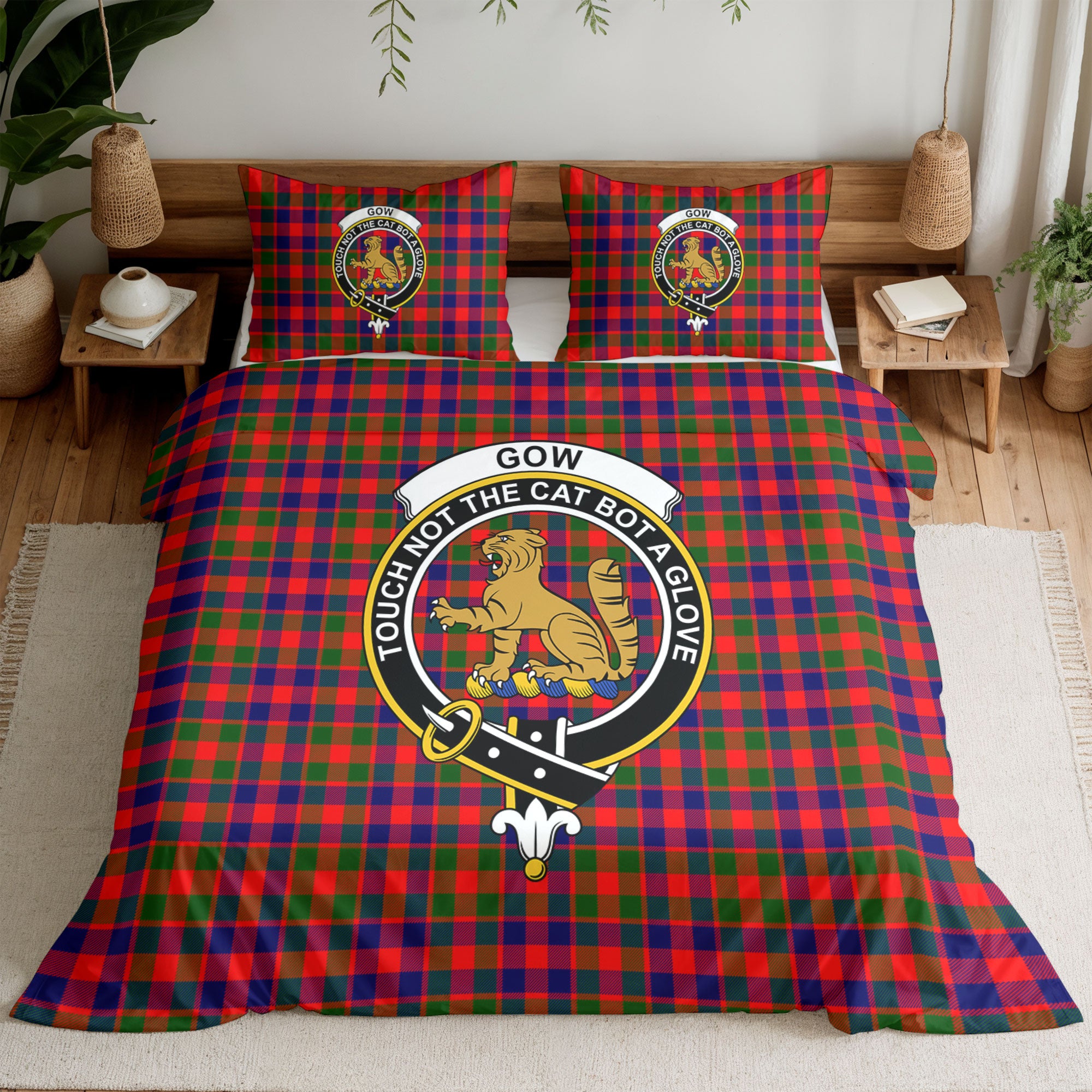 Gow (or McGouan) Tartan Crest Bedding Set
