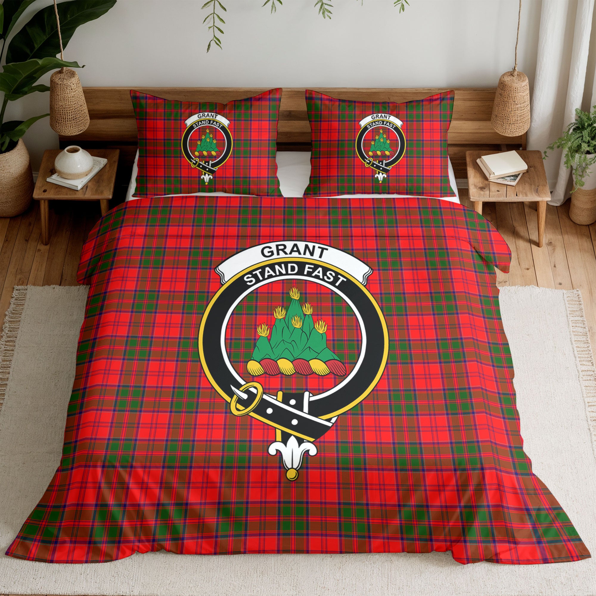 Grant Modern Tartan Crest Bedding Set