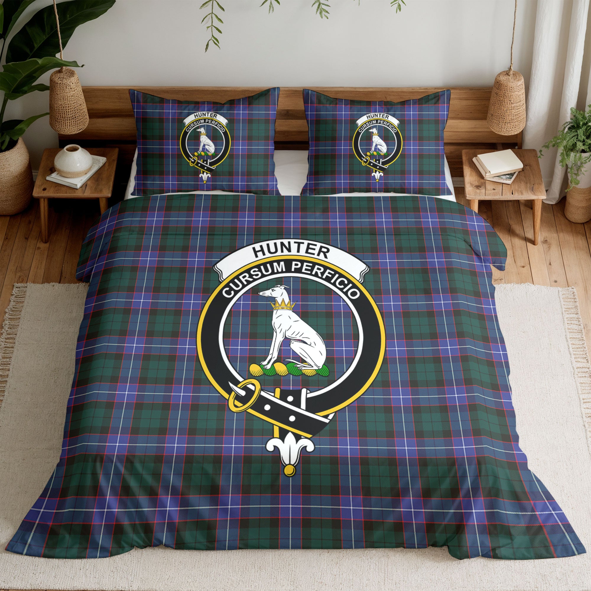 Hunter Modern Tartan Crest Bedding Set