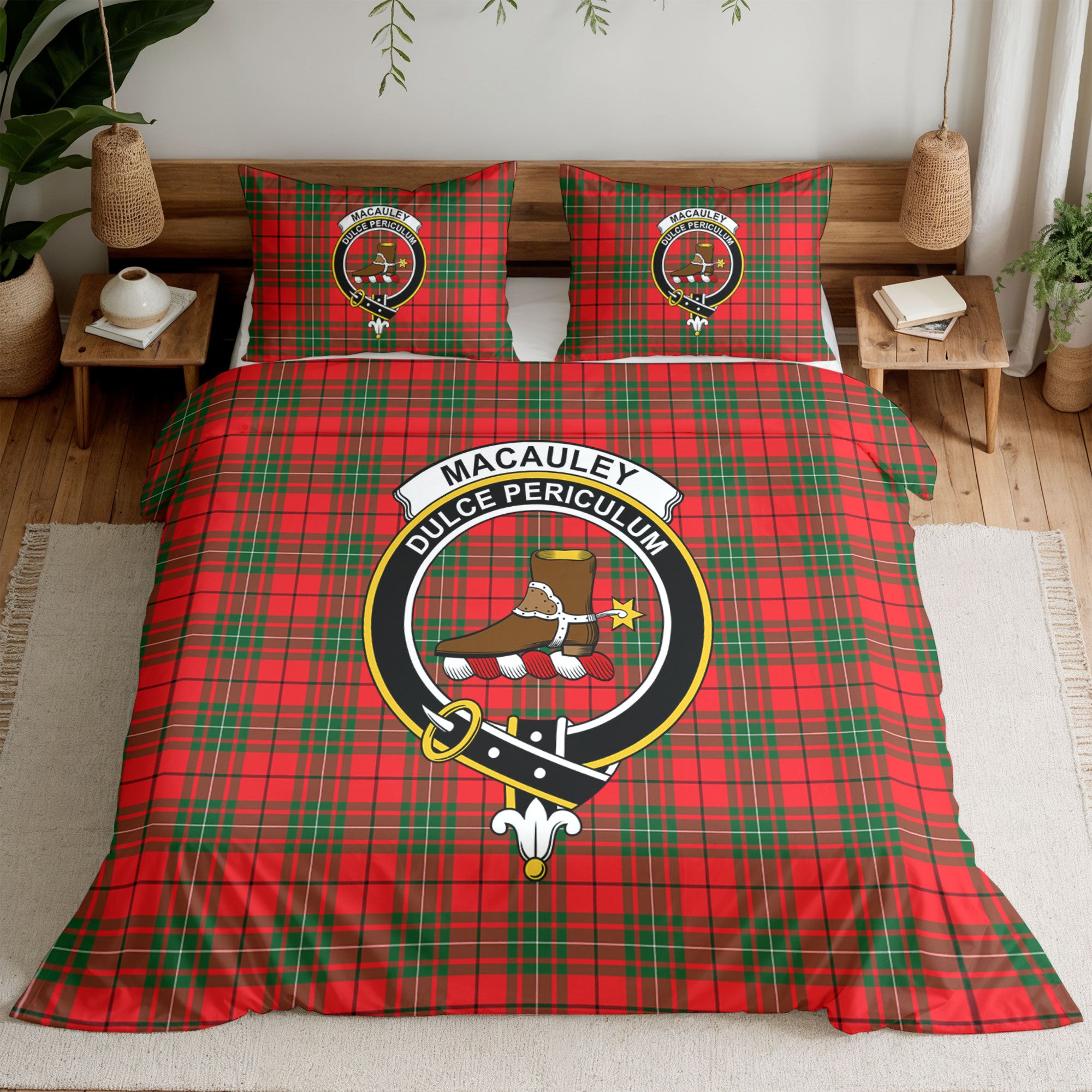 MacAuley Modern Tartan Crest Bedding Set