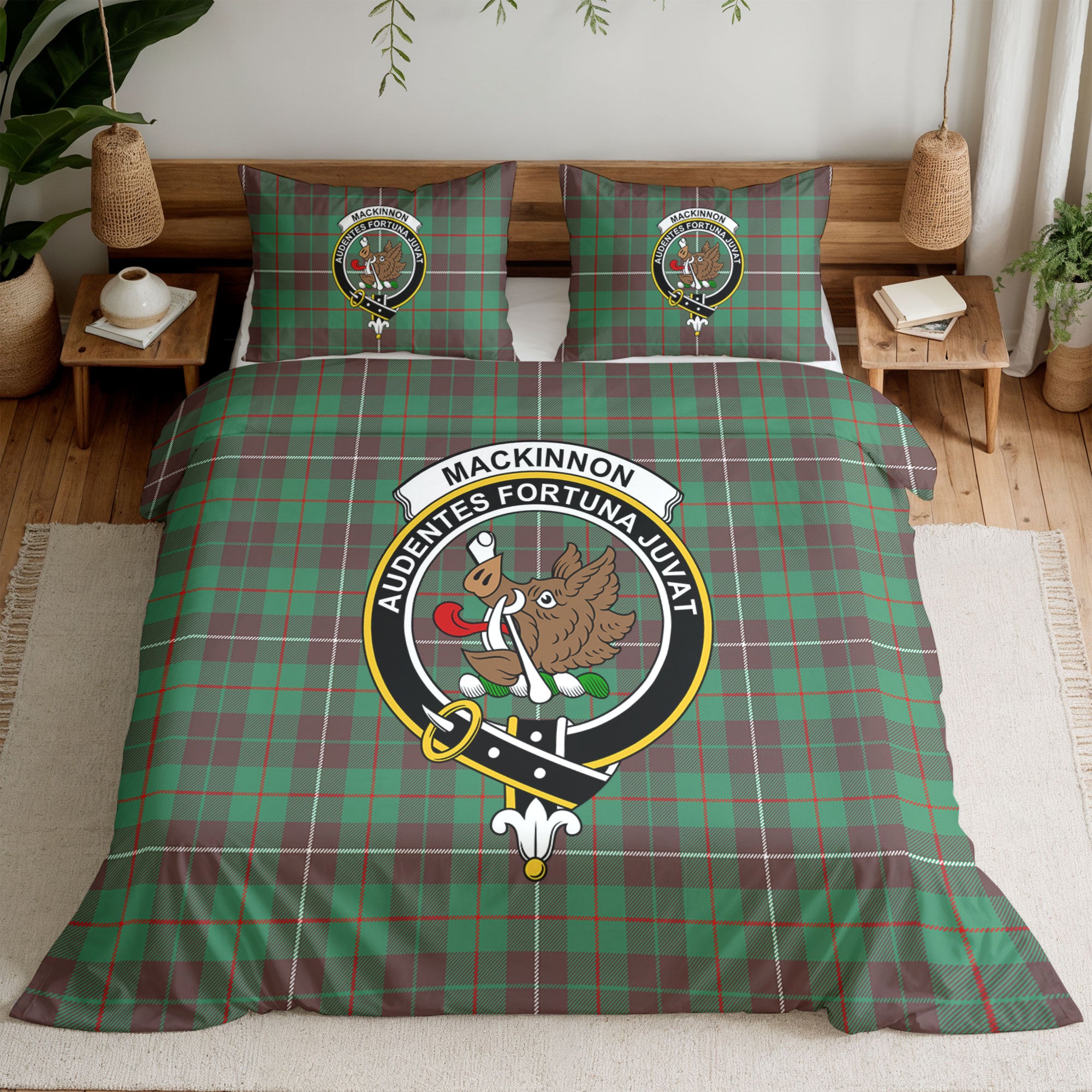 MacKinnon Hunting Ancient Tartan Crest Bedding Set