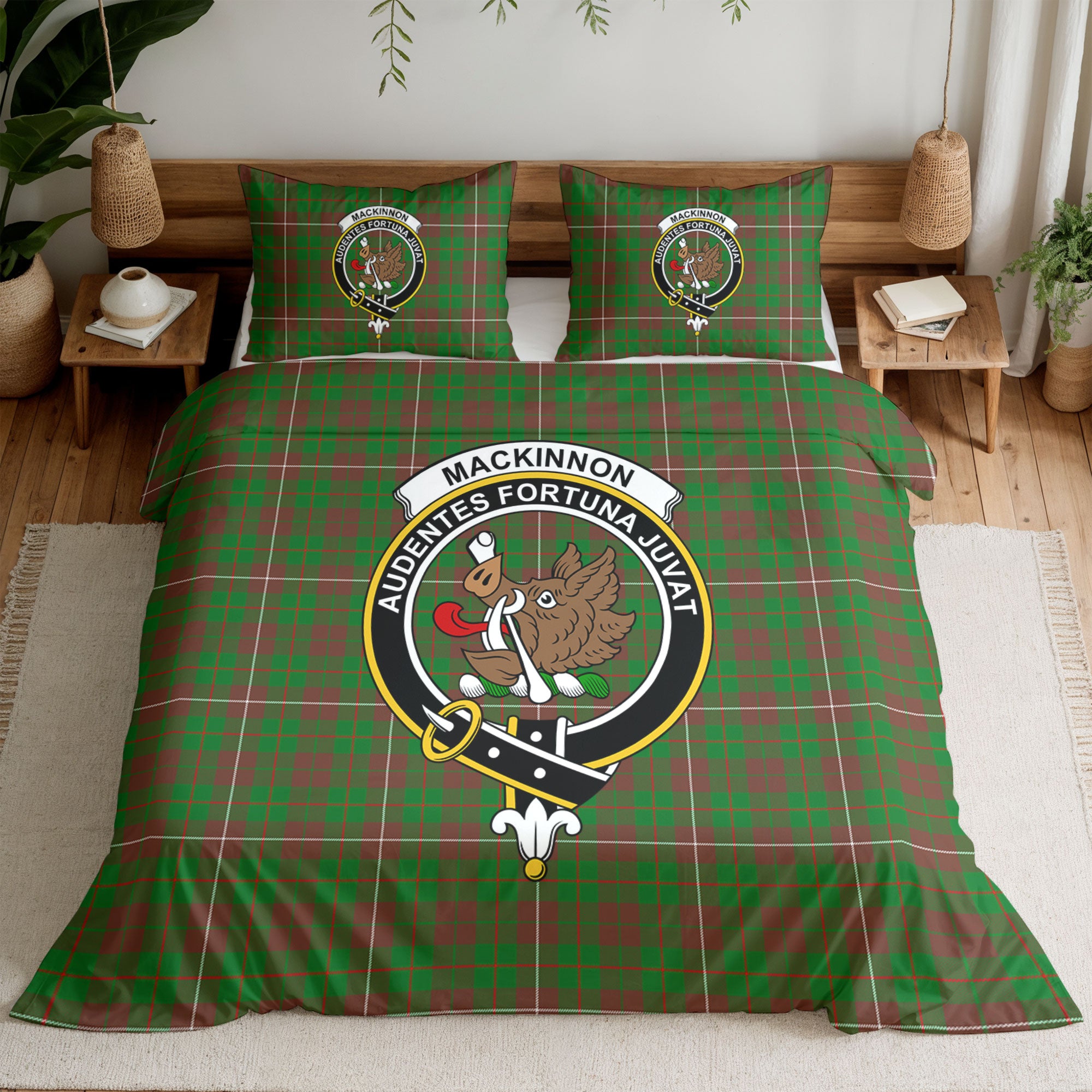 MacKinnon Hunting Modern Tartan Crest Bedding Set