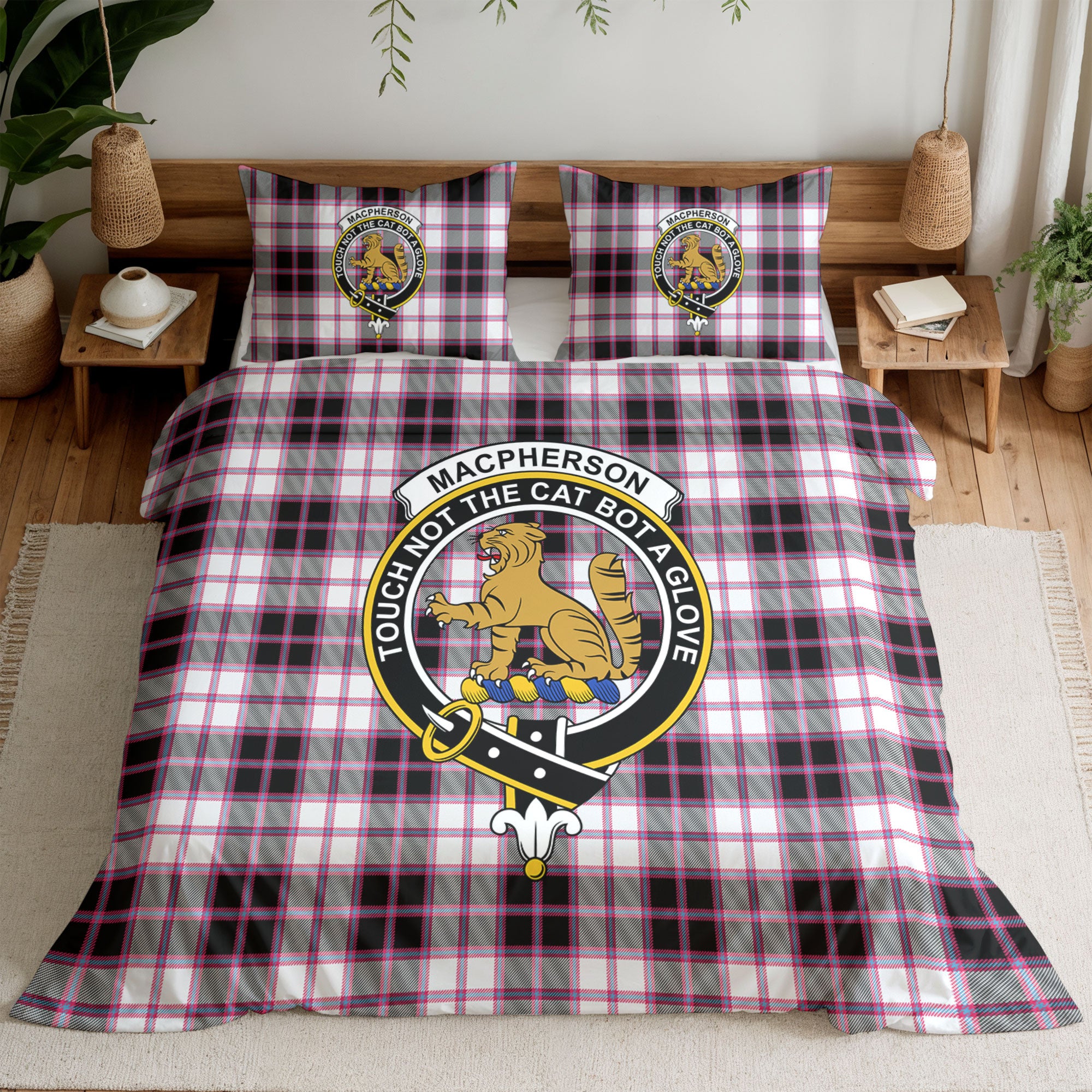MacPherson Hunting Modern Tartan Crest Bedding Set