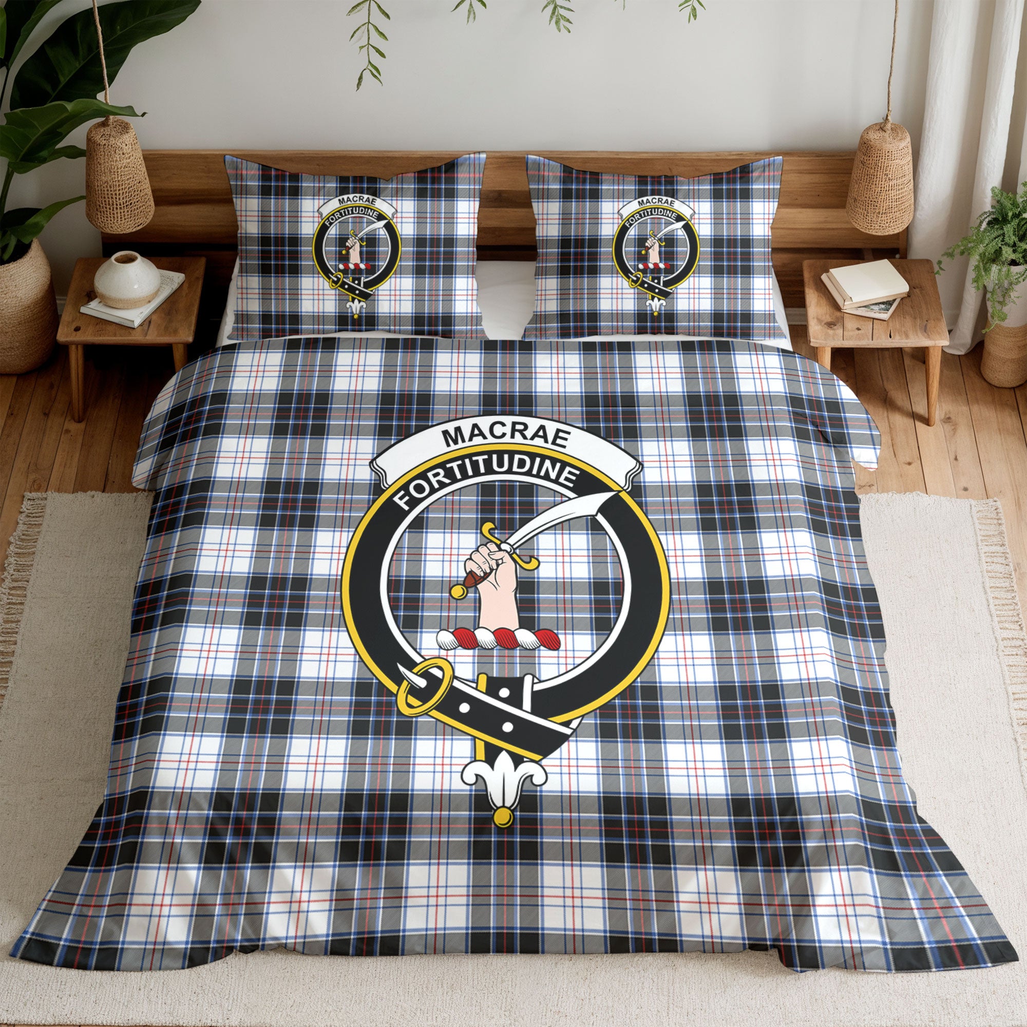 MacRae Dress Modern Tartan Crest Bedding Set
