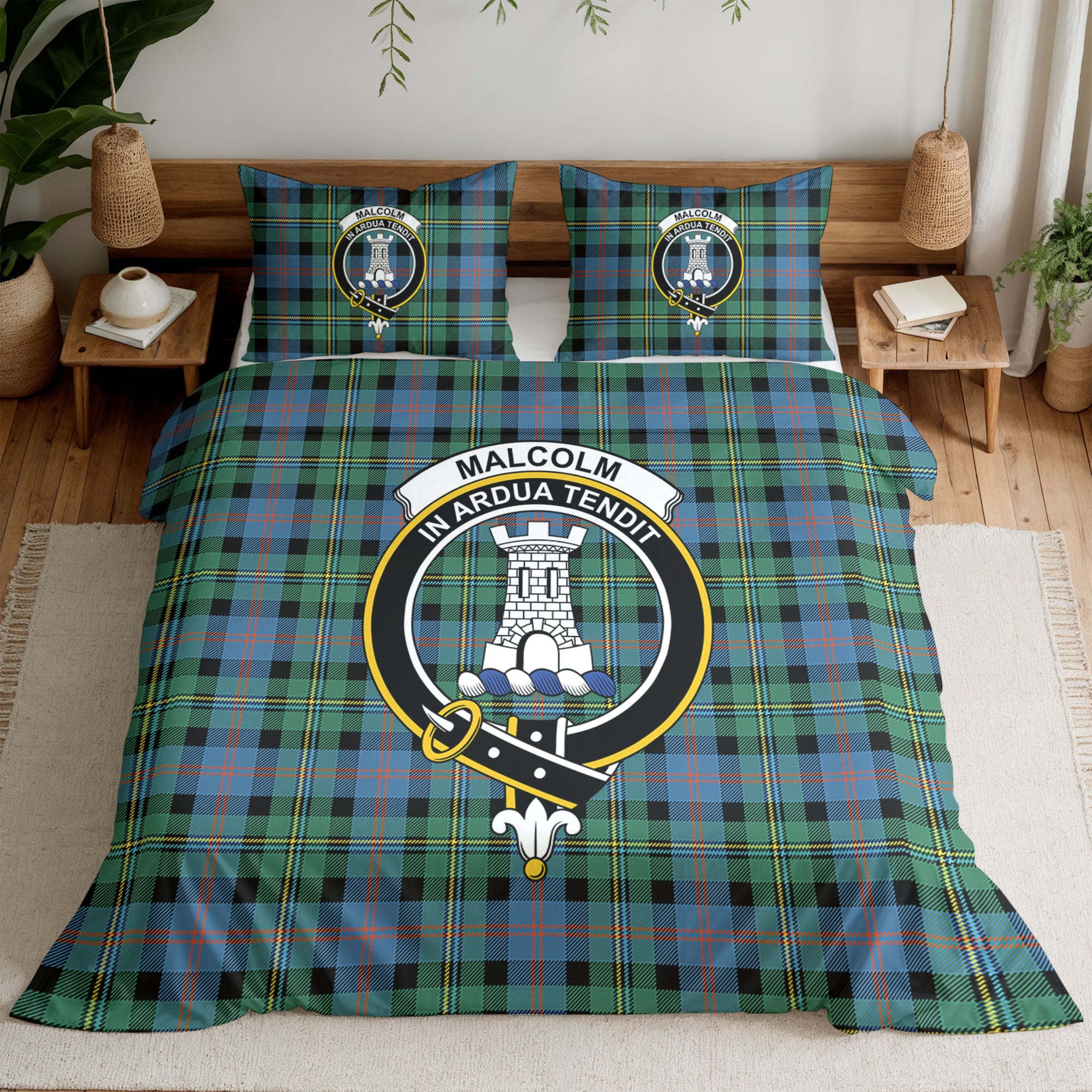 Malcolm Ancient Tartan Crest Bedding Set