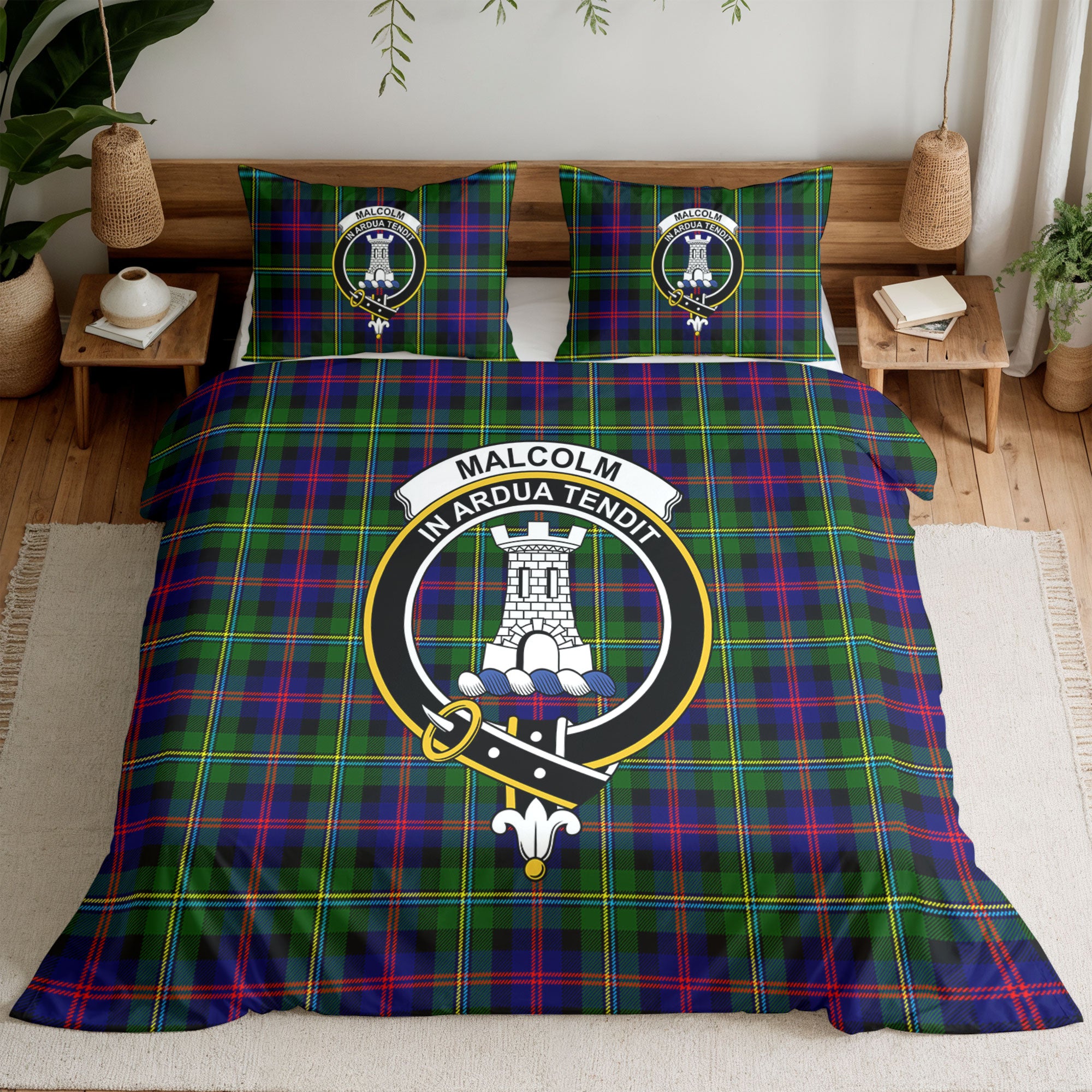 Malcolm (or MacCallum) Tartan Crest Bedding Set
