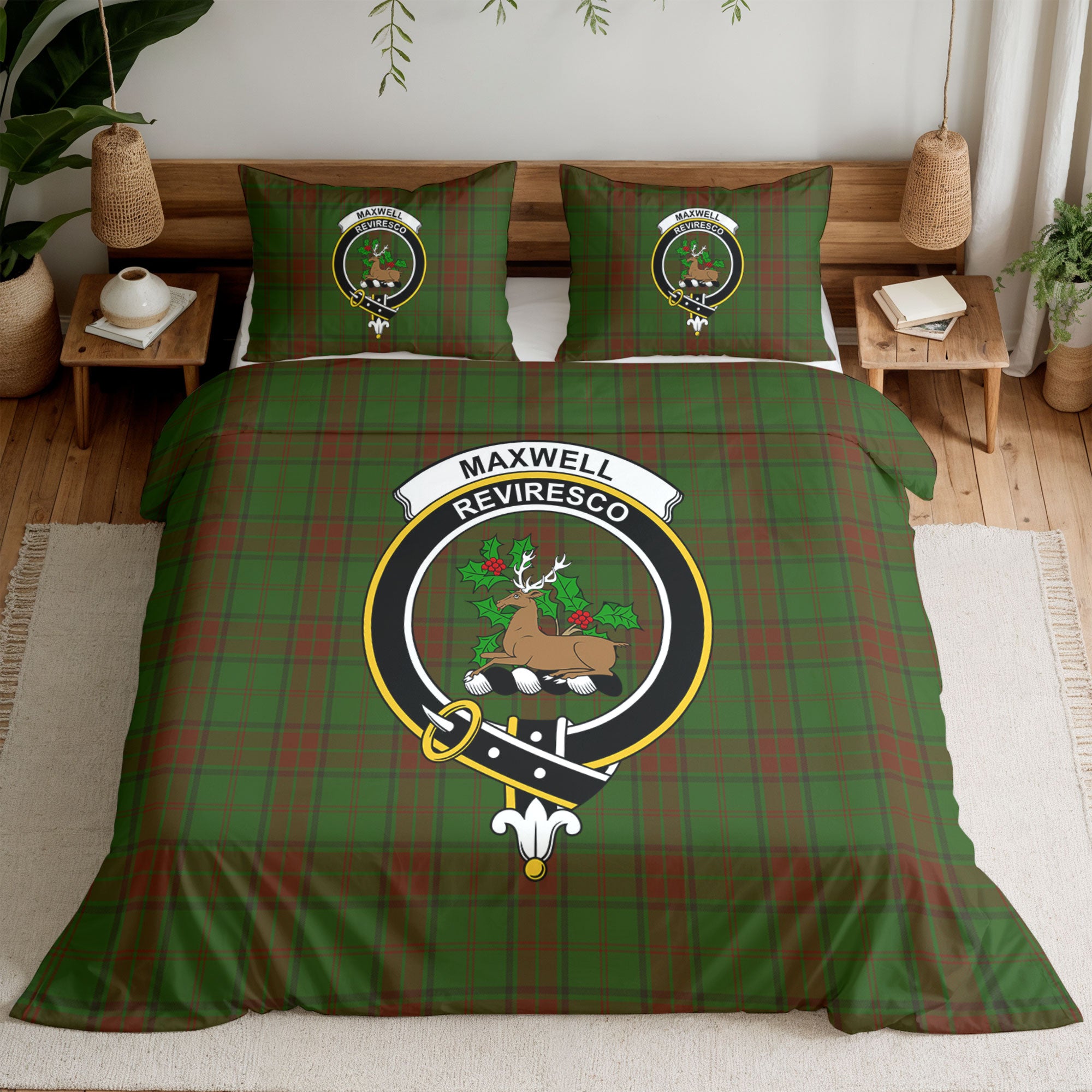 Maxwell Hunting Tartan Crest Bedding Set