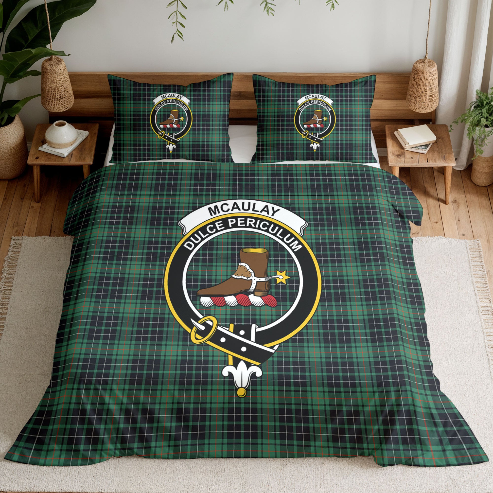 McAulay Hunting Ancient Tartan Crest Bedding Set