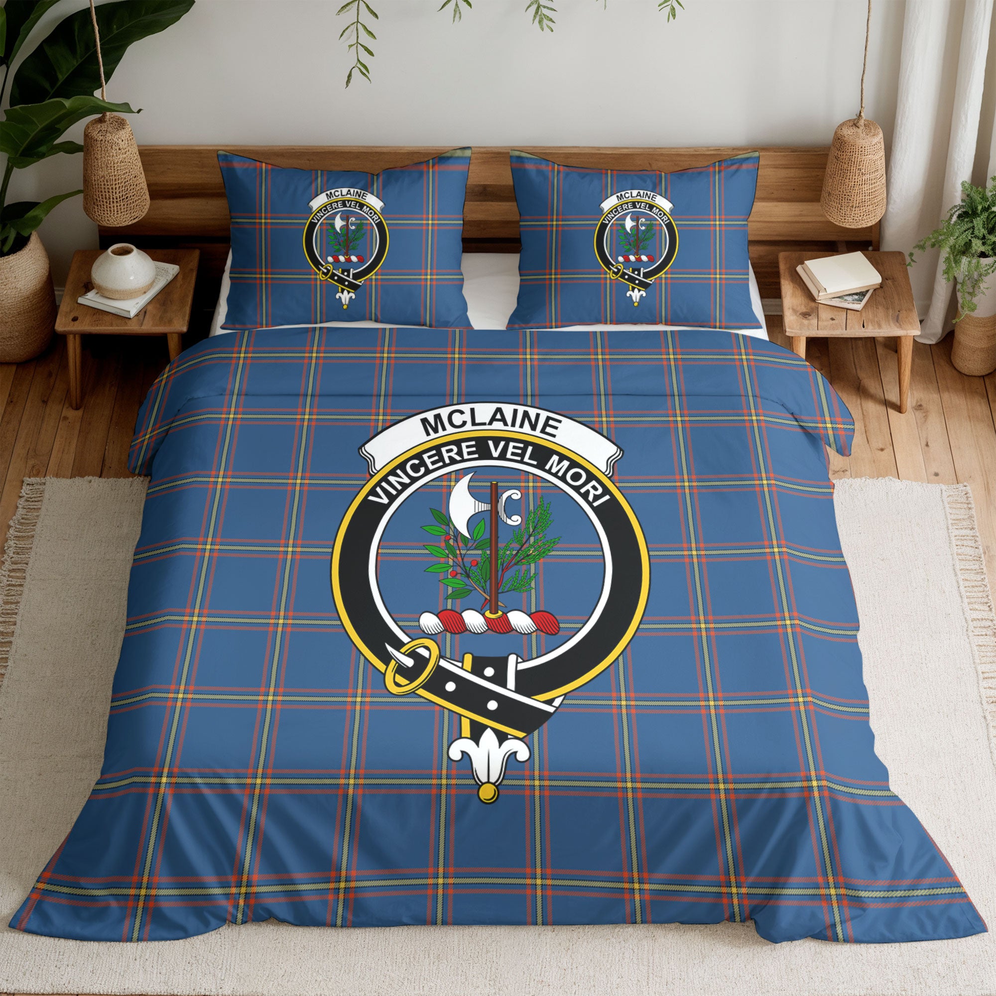 McLaine of Loch Buie Hunting Ancient Tartan Crest Bedding Set