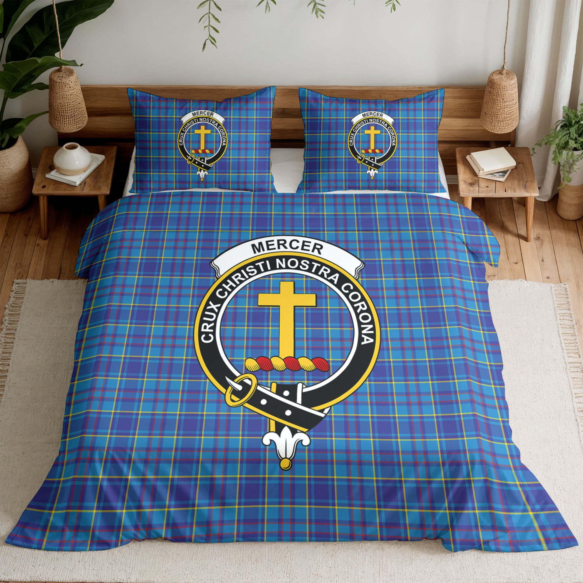 Mercer Modern Tartan Crest Bedding Set