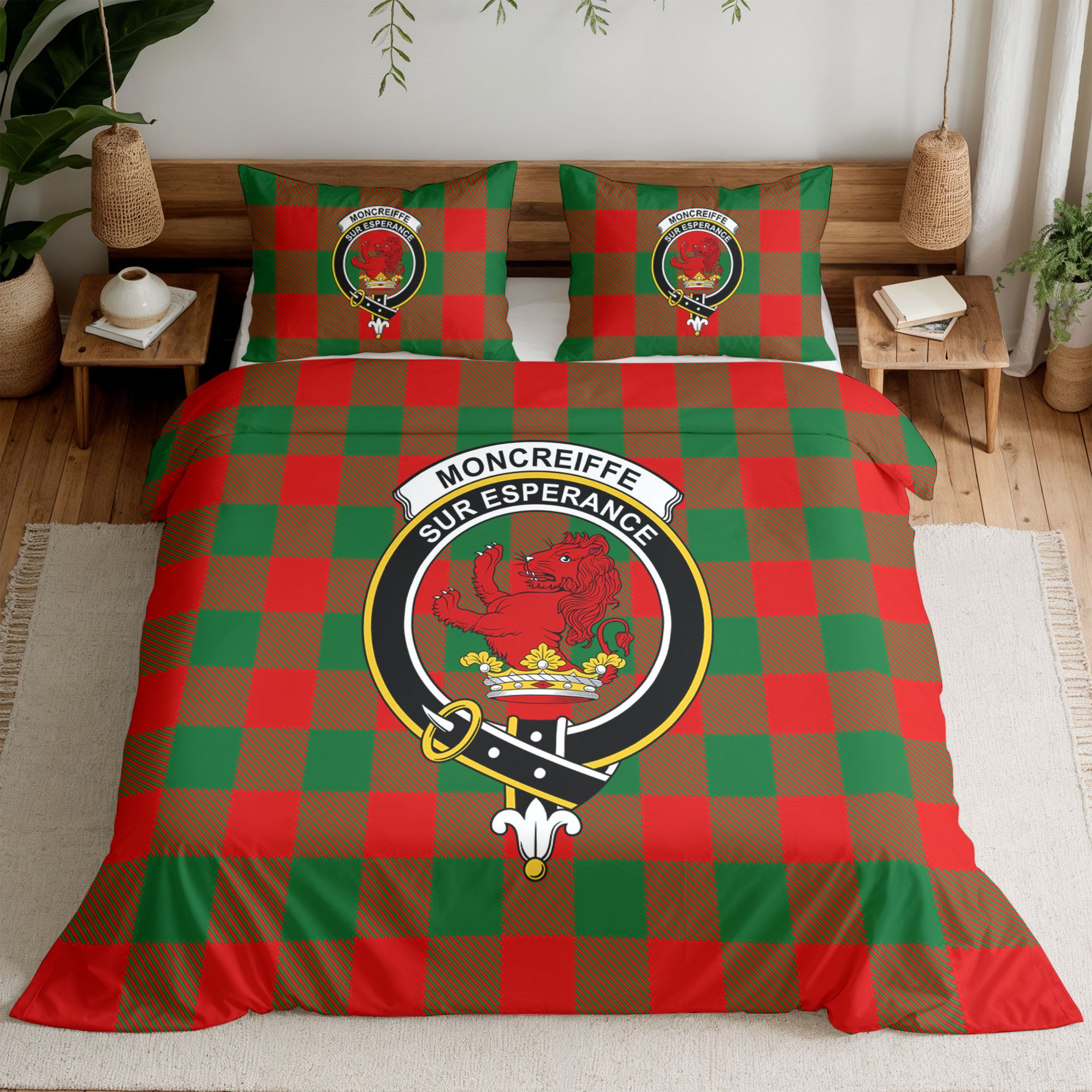 Moncreiffe (or Moncreiff) Tartan Crest Bedding Set