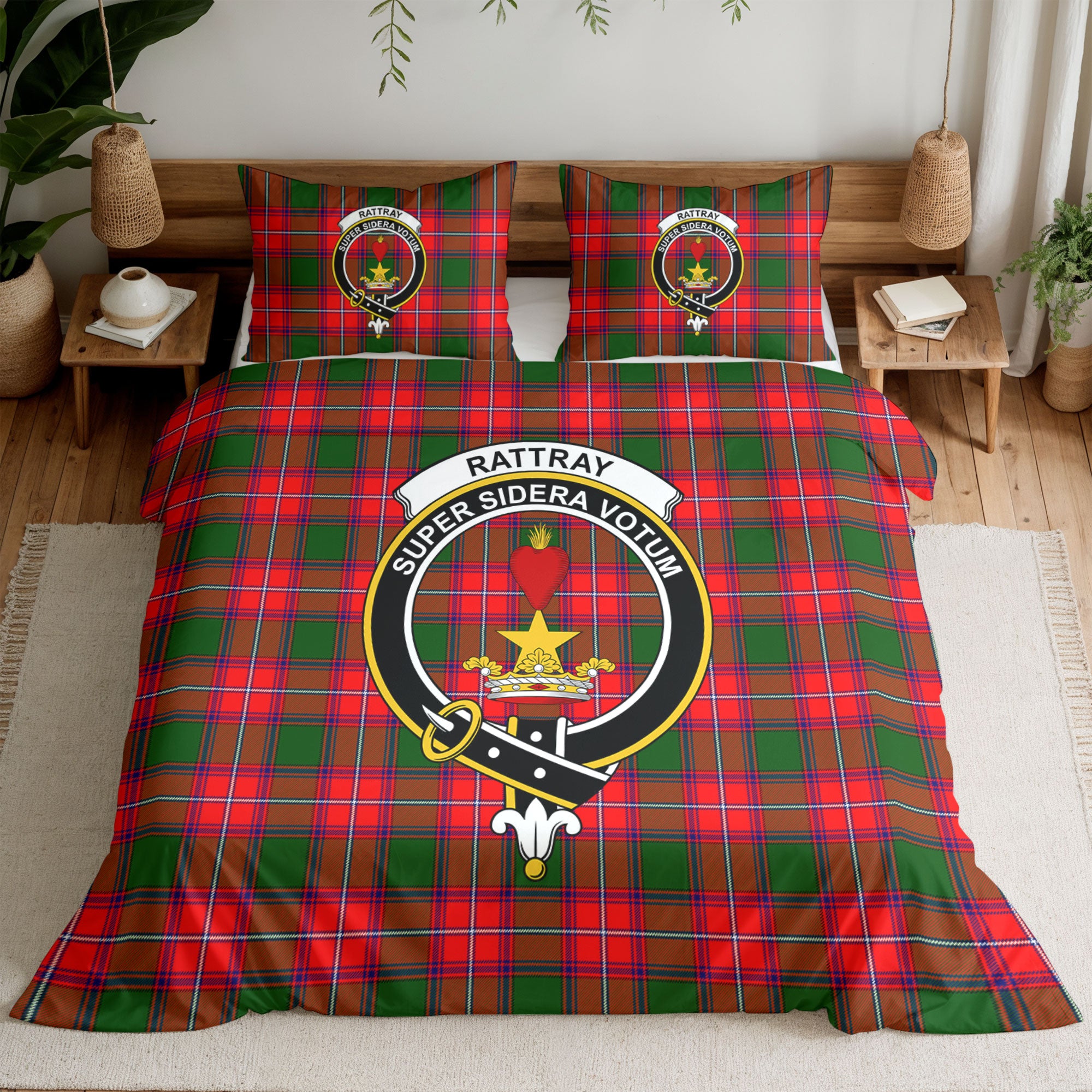 Rattray Modern Tartan Crest Bedding Set
