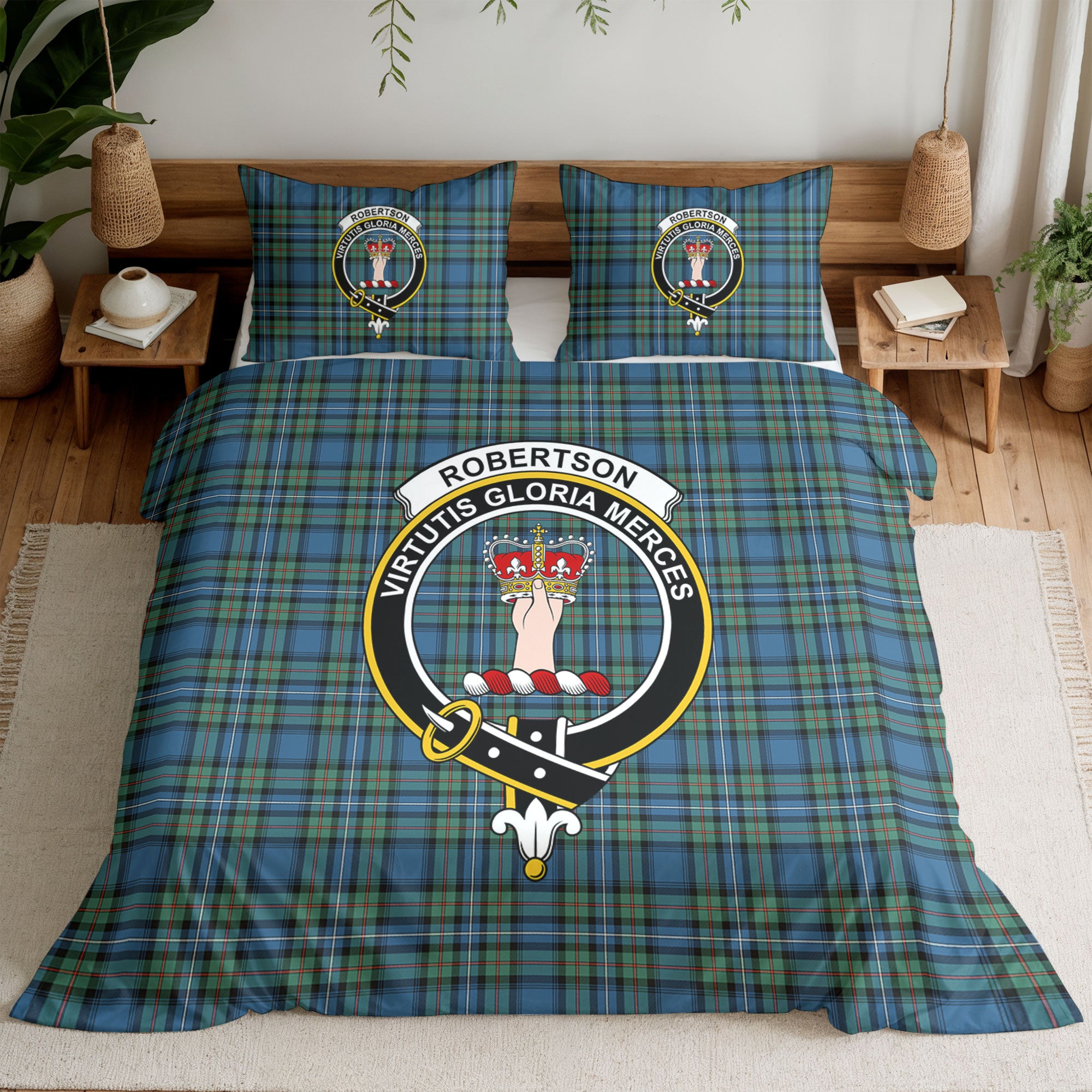 Robertson Hunting Ancient Tartan Crest Bedding Set