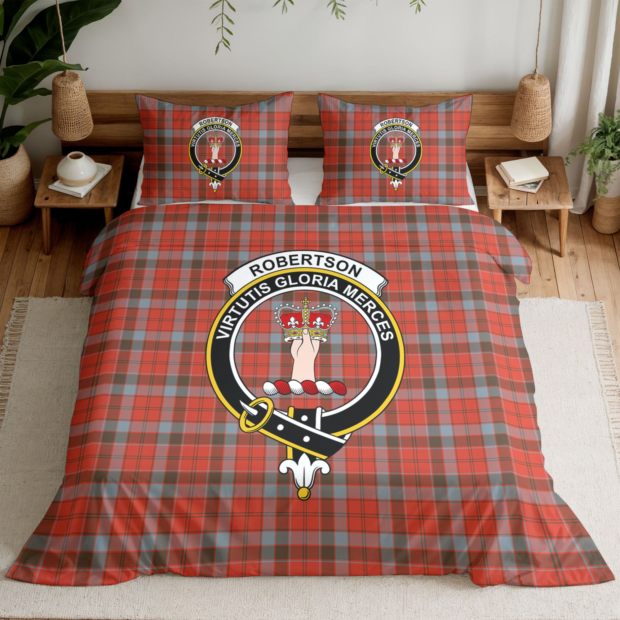 Robertson Weathered Tartan Crest Bedding Set