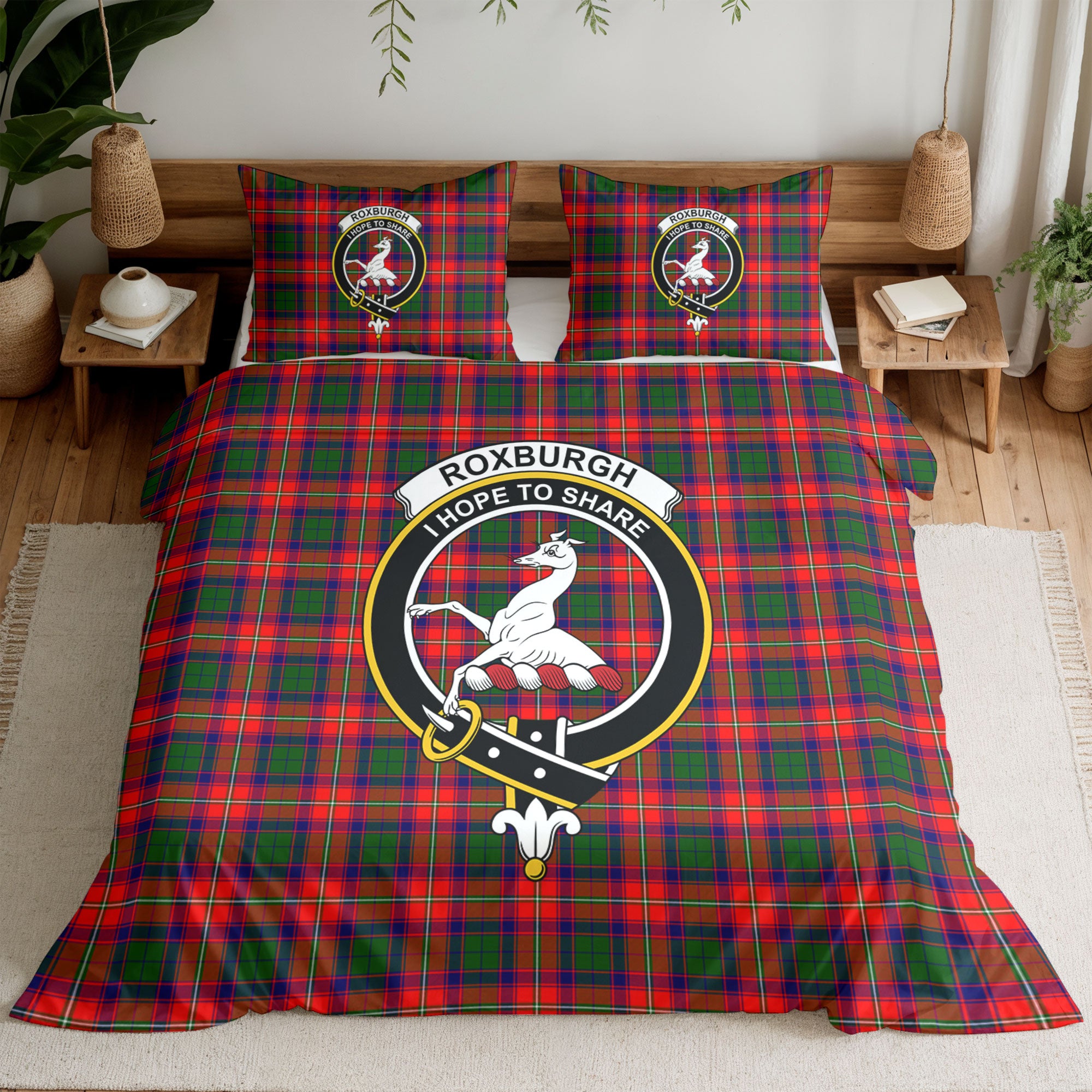 Roxburgh District Tartan Crest Bedding Set