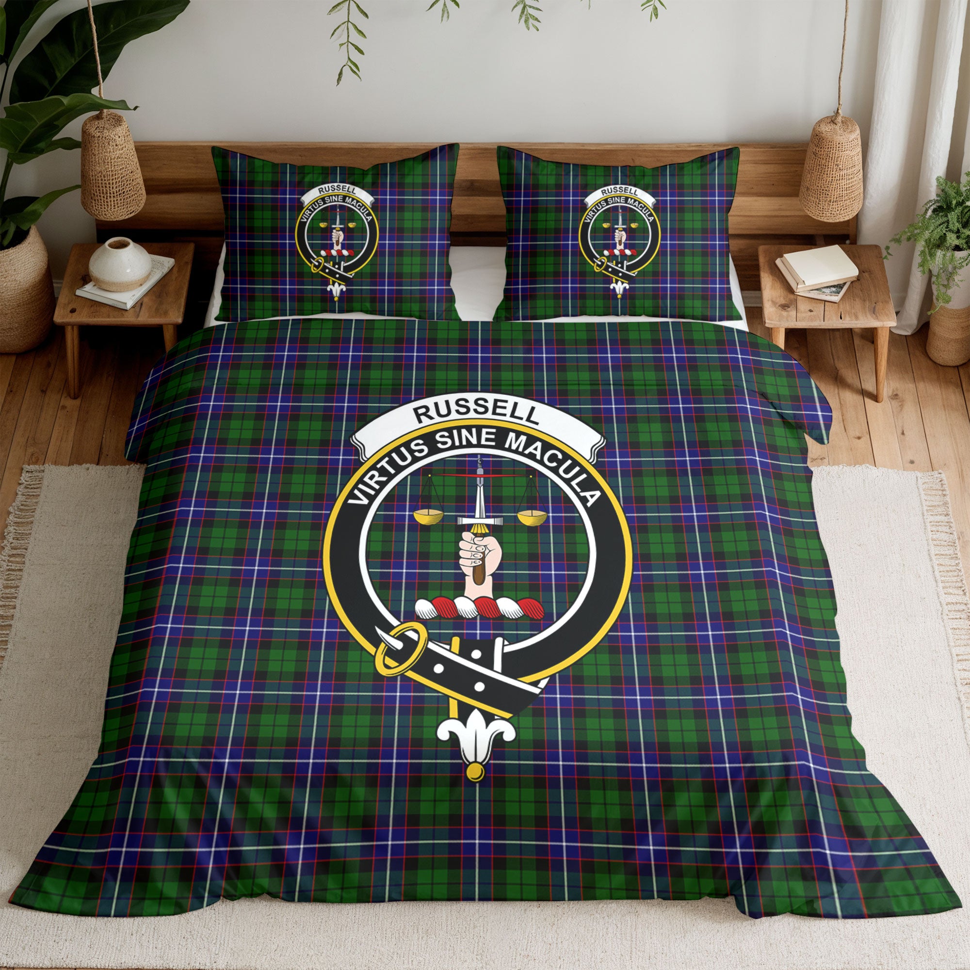 Russell Modern Tartan Crest Bedding Set
