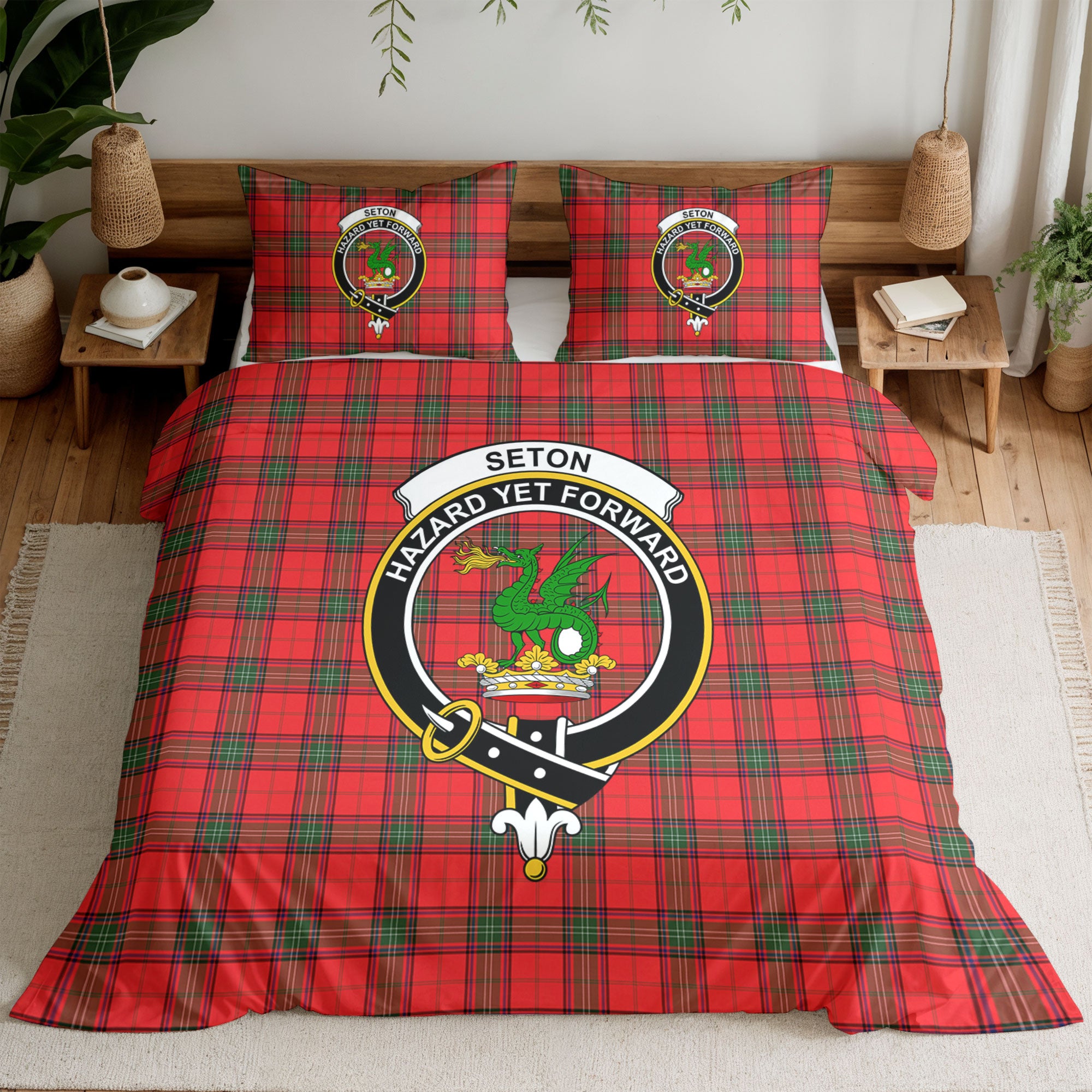 Seton Modern Tartan Crest Bedding Set
