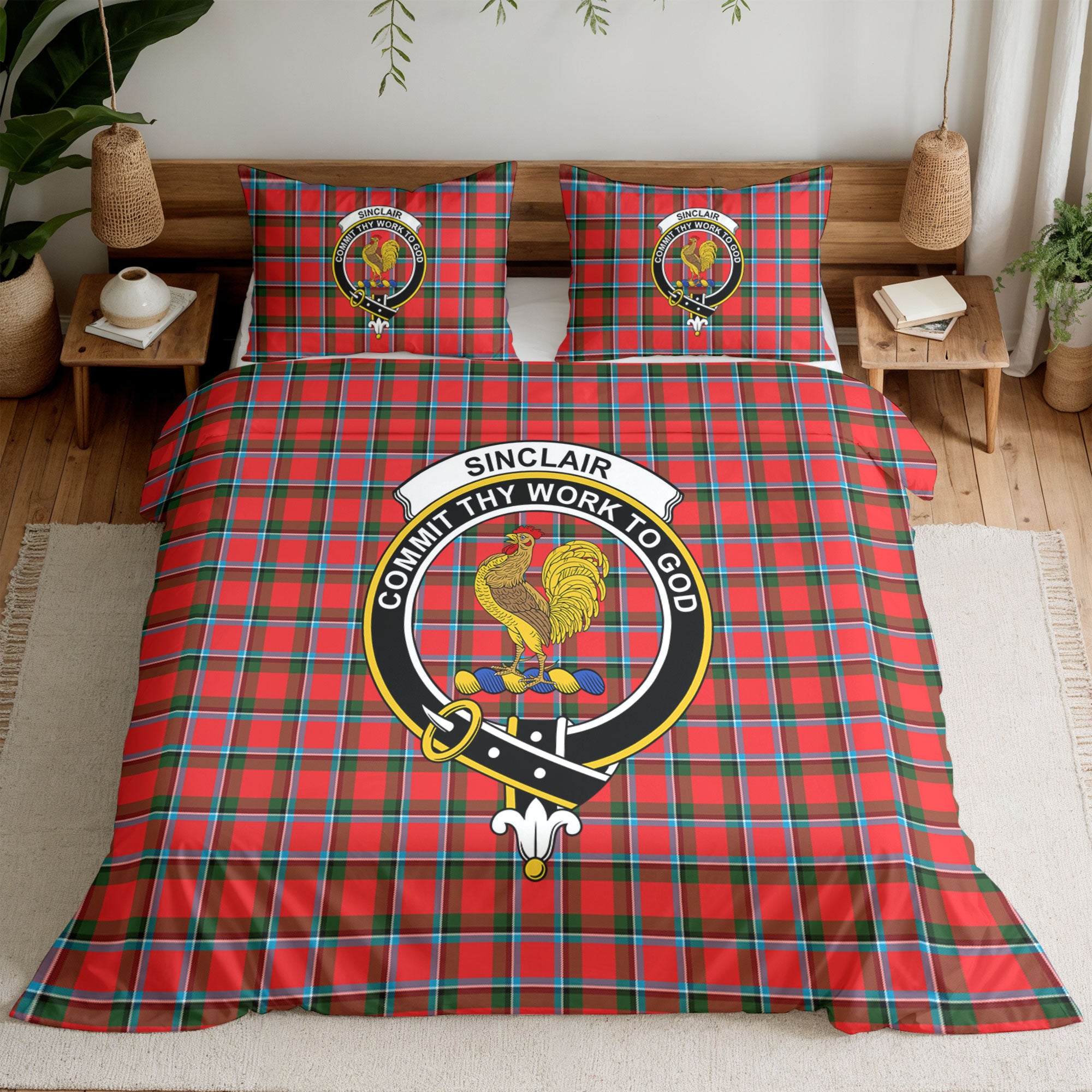 Sinclair Modern Tartan Crest Bedding Set