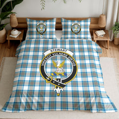 Stewart Muted Blue Tartan Crest Bedding Set