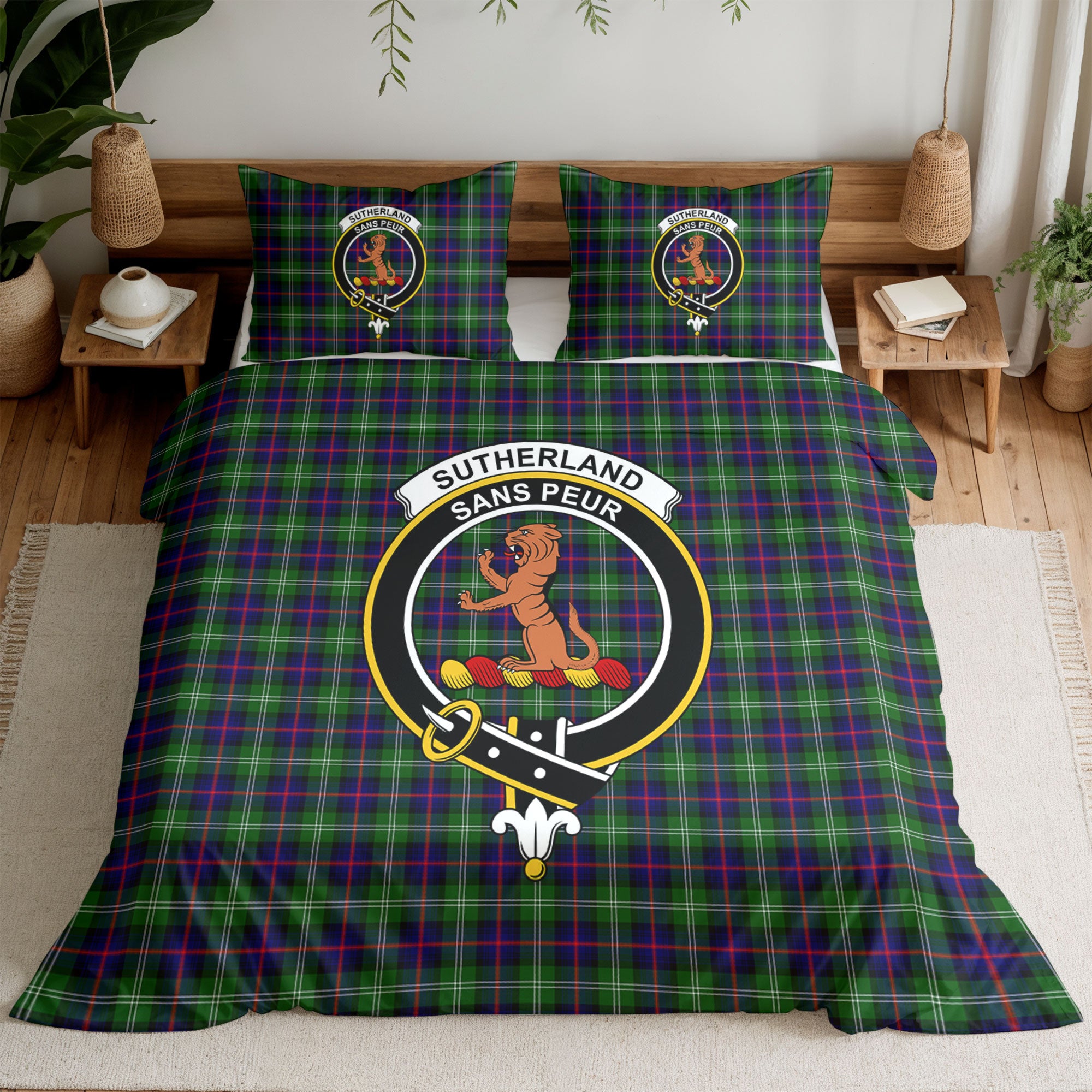 Sutherland Modern Tartan Crest Bedding Set