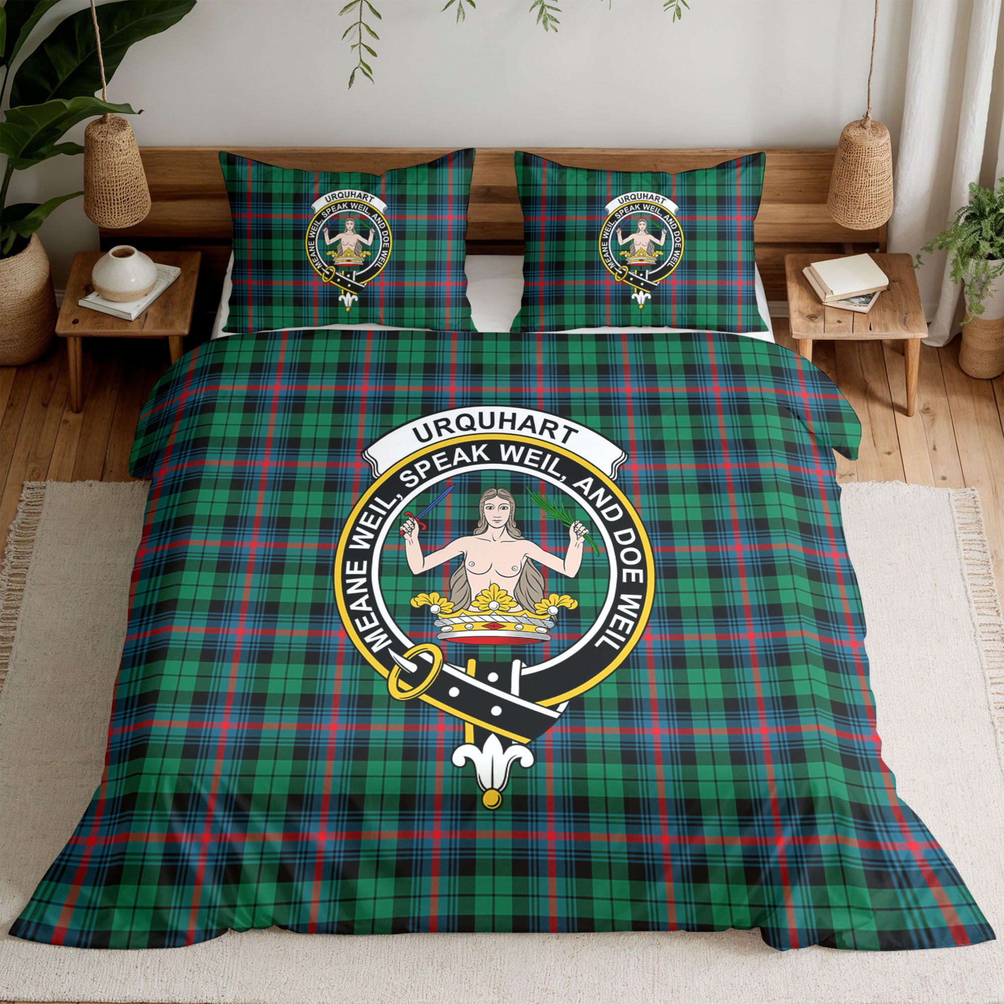 Urquhart Broad Red Ancient Tartan Crest Bedding Set