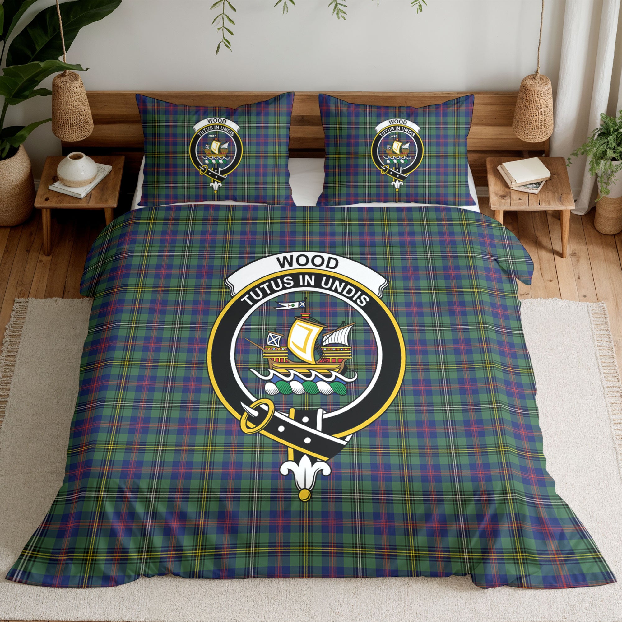 Wood Tartan Crest Bedding Set