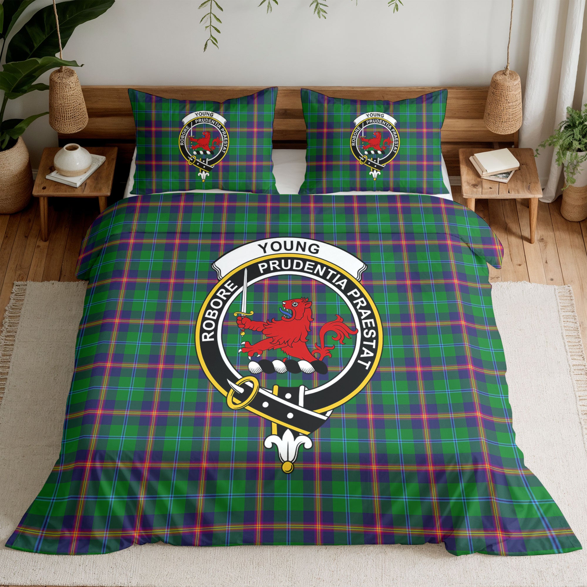 Young Modern Tartan Crest Bedding Set