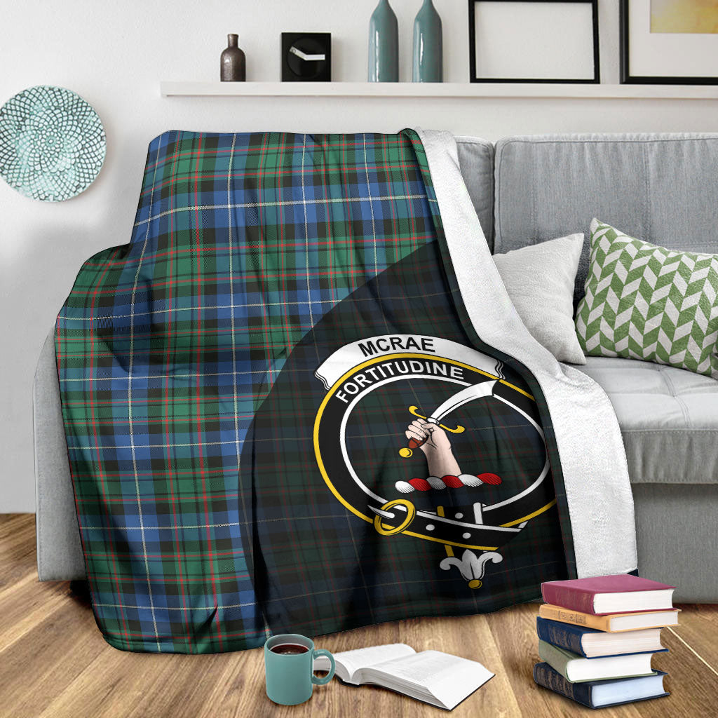 McRae Hunting Ancient Tartan Crest Blanket Wave Style