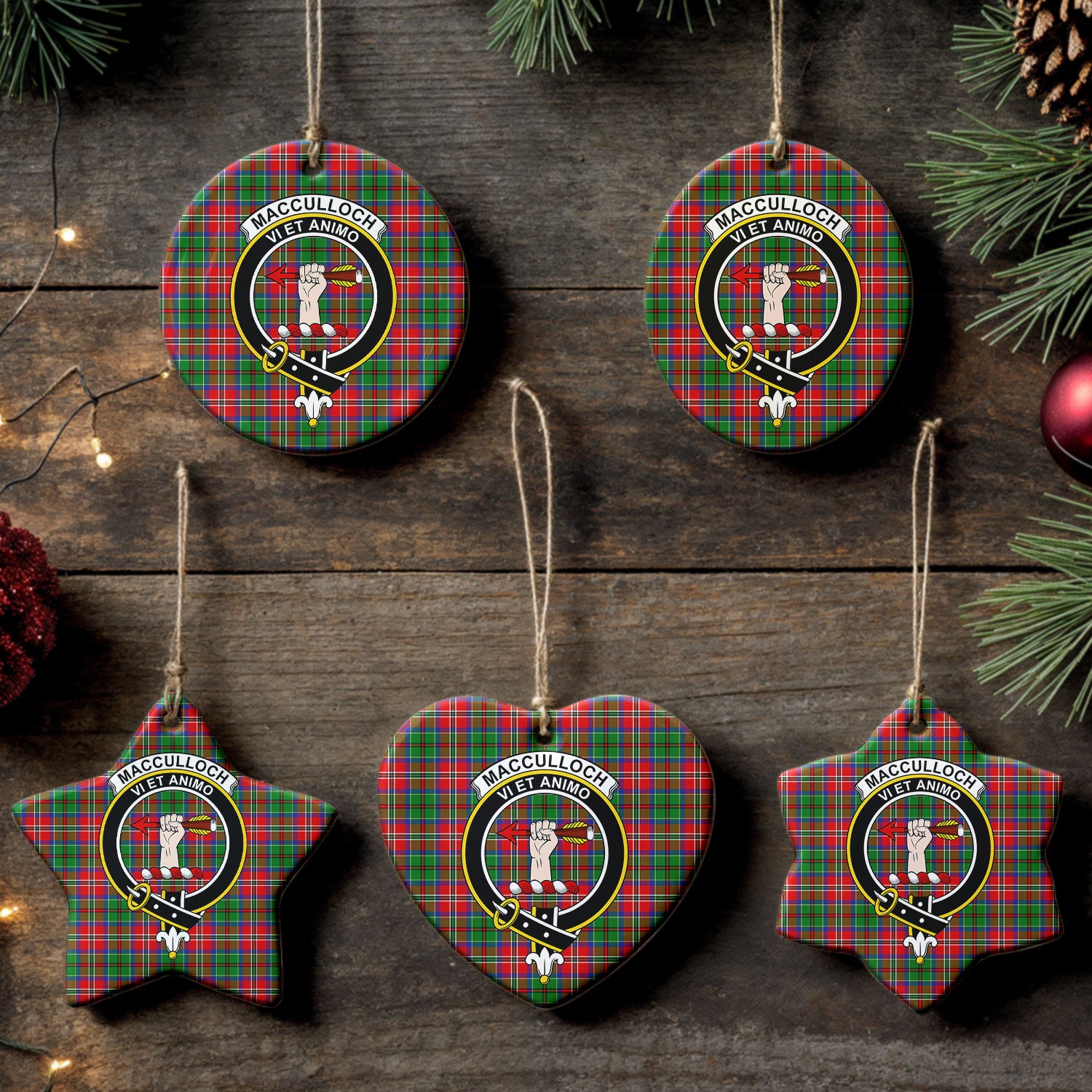 MacCulloch (McCulloch) Tartan Crest Christmas Ceramic Ornament