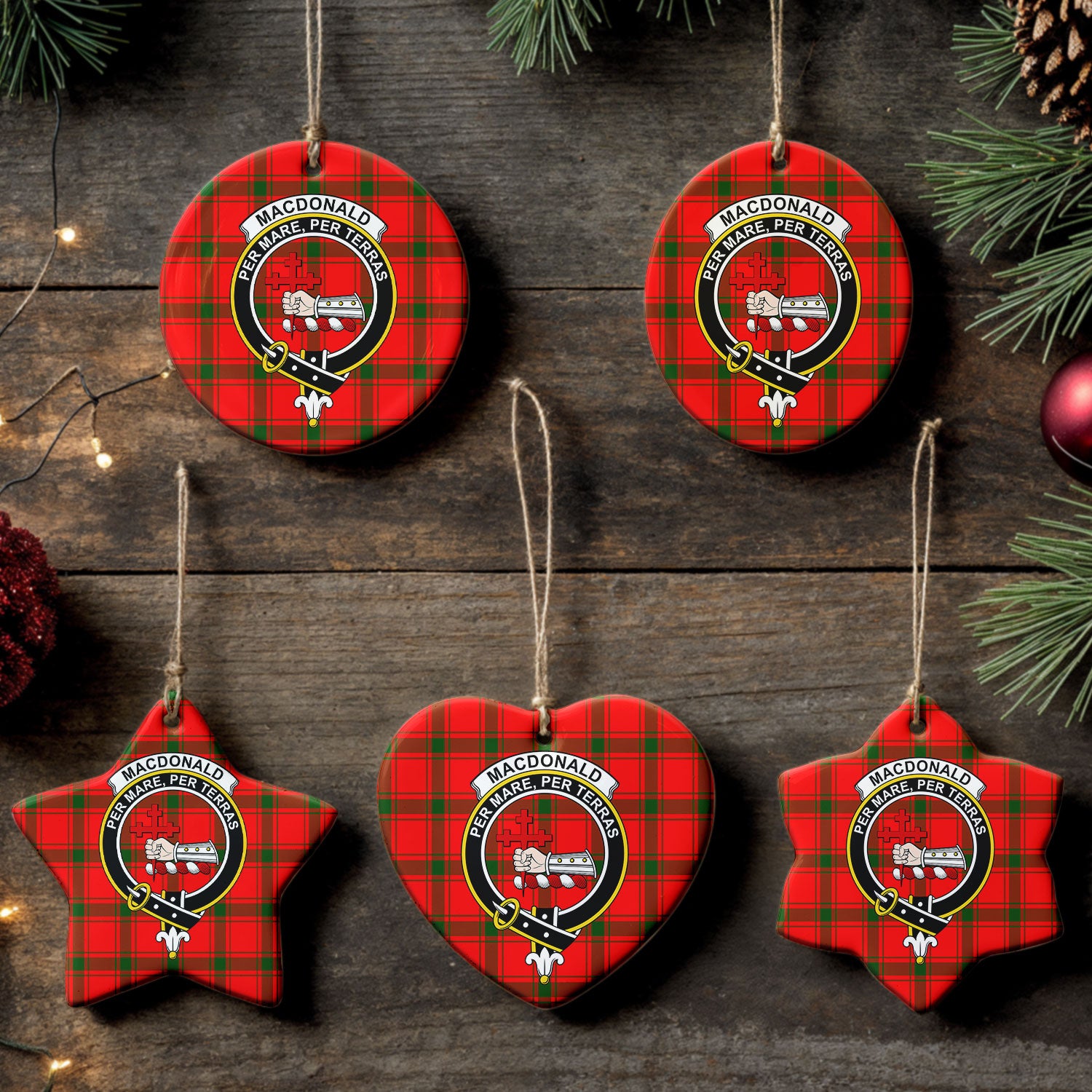 MacDonald of Sleat Tartan Crest Christmas Ceramic Ornament