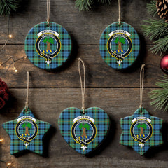 MacEwan Ancient Tartan Crest Christmas Ceramic Ornament