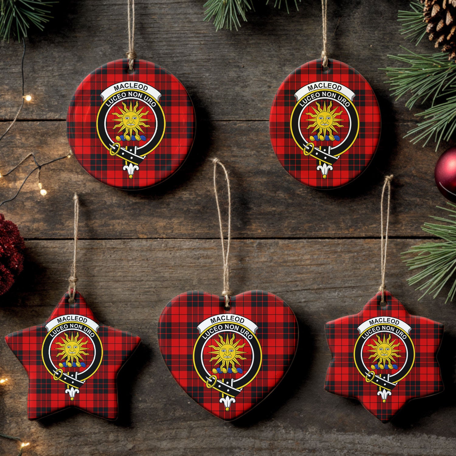 MacLeod of Raasay Tartan Crest Christmas Ceramic Ornament