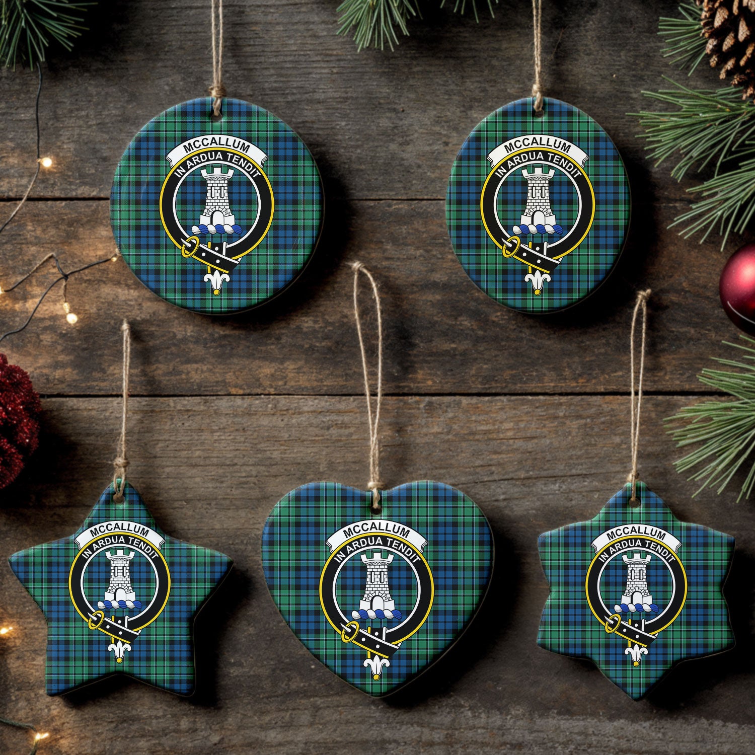 McCallum Ancient Tartan Crest Christmas Ceramic Ornament