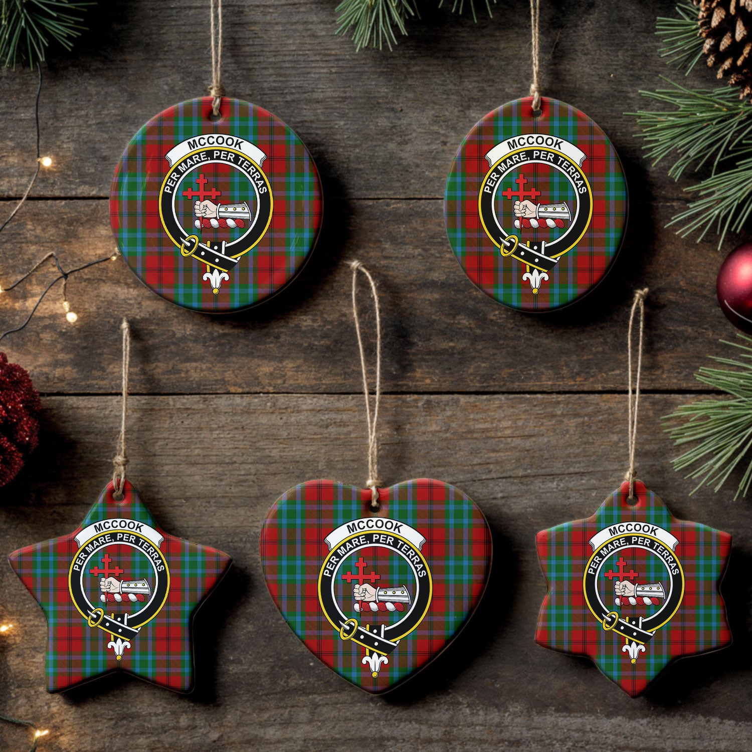 McCook Tartan Crest Christmas Ceramic Ornament