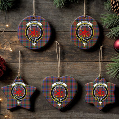 McDuff Hunting Modern Tartan Crest Christmas Ceramic Ornament