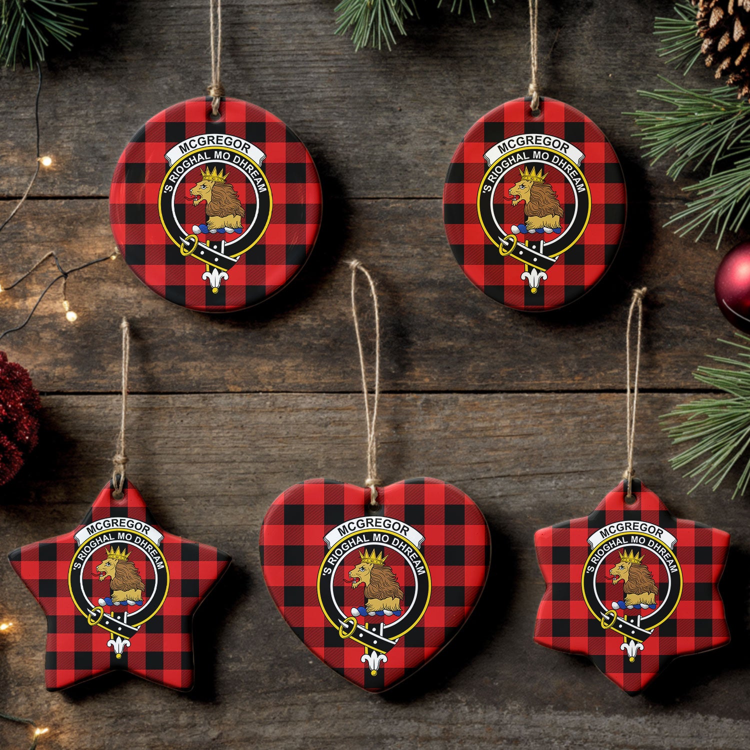McGregor Rob Roy Modern Tartan Crest Christmas Ceramic Ornament