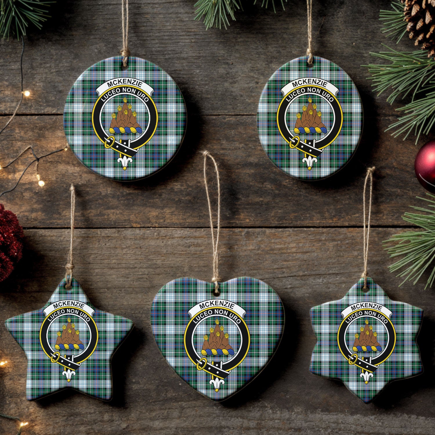 McKenzie Dress Ancient Tartan Crest Christmas Ceramic Ornament