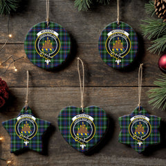 McKenzie Modern Tartan Crest Christmas Ceramic Ornament