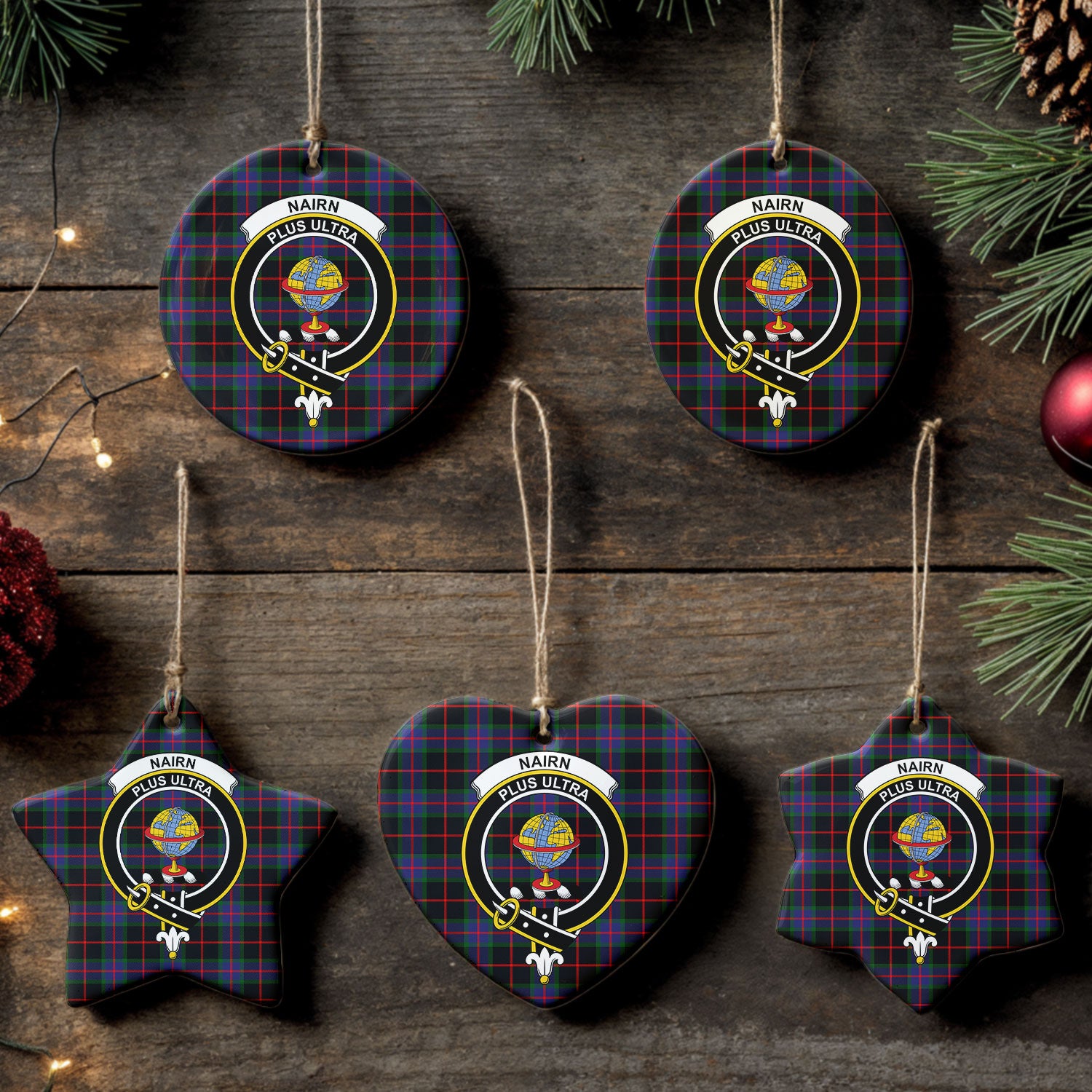 Nairn Tartan Crest Christmas Ceramic Ornament