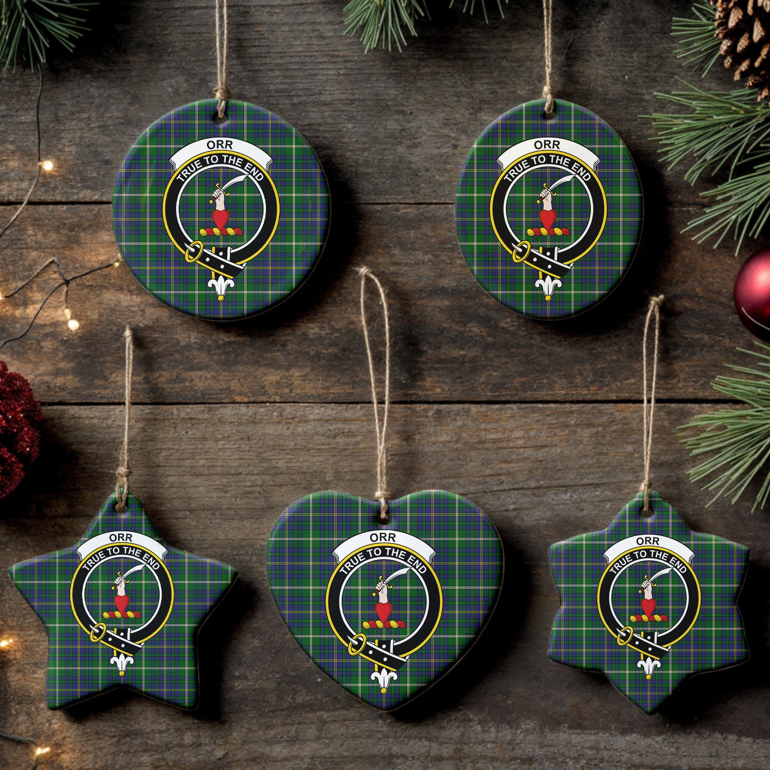 Orr Tartan Crest Christmas Ceramic Ornament