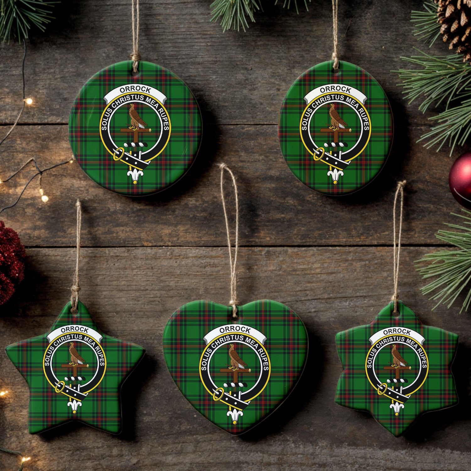 Orrock Tartan Crest Christmas Ceramic Ornament