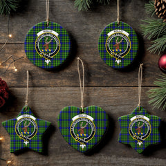 Rollo Modern Tartan Crest Christmas Ceramic Ornament