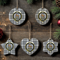 Scott Black & White Modern Tartan Crest Christmas Ceramic Ornament