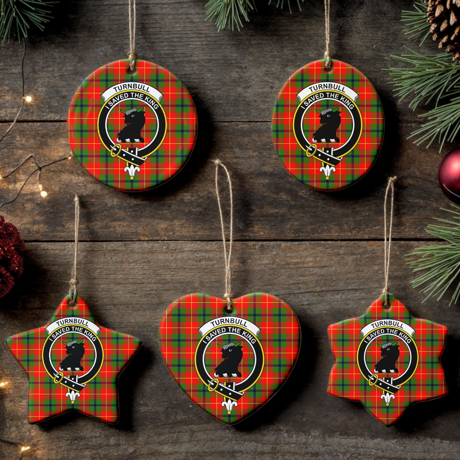 Turnbull Dress Tartan Crest Christmas Ceramic Ornament