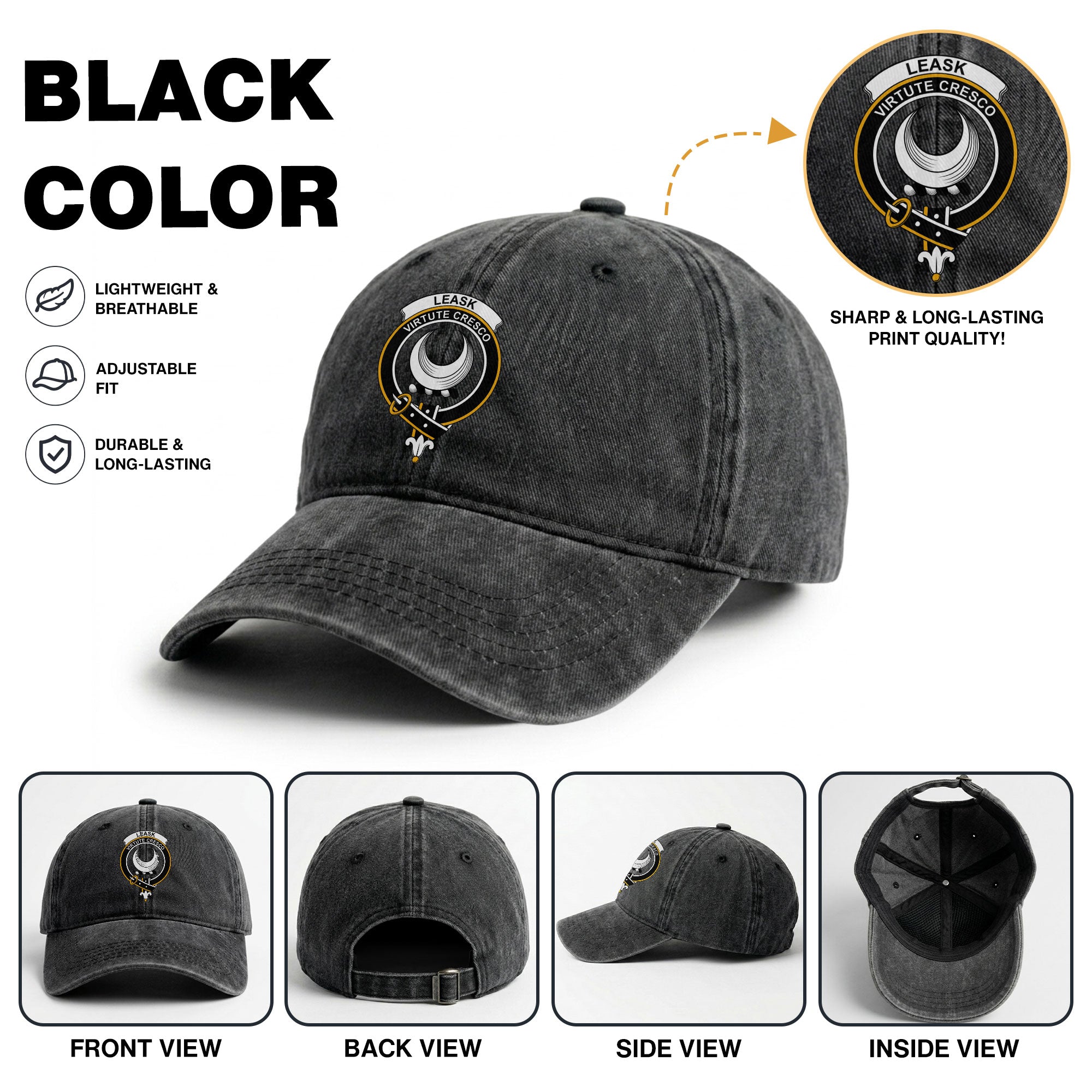 Leask Crest Washed Classic Cap