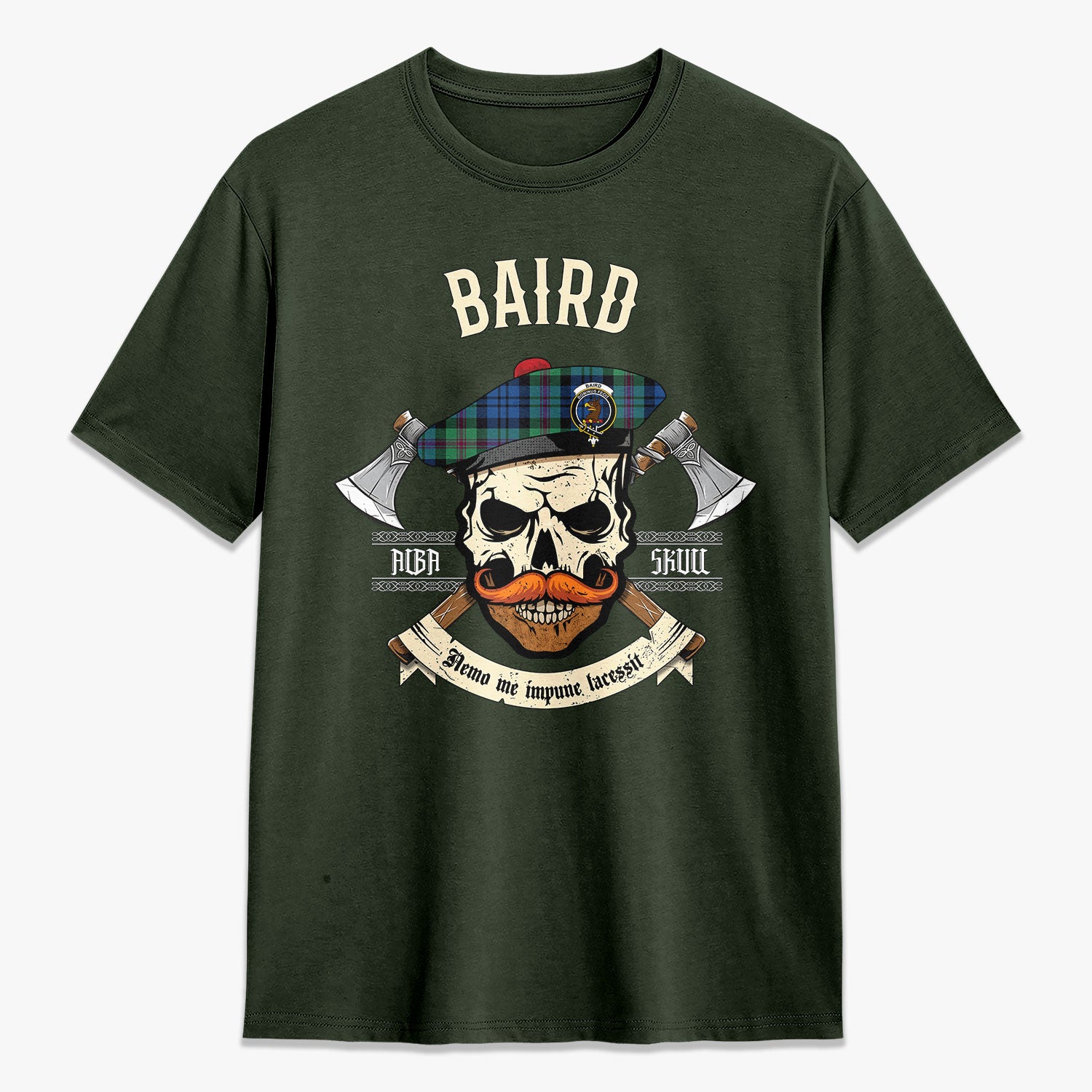 Baird Ancient Tartan Crest 2D T-shirt - Alba Skull Style