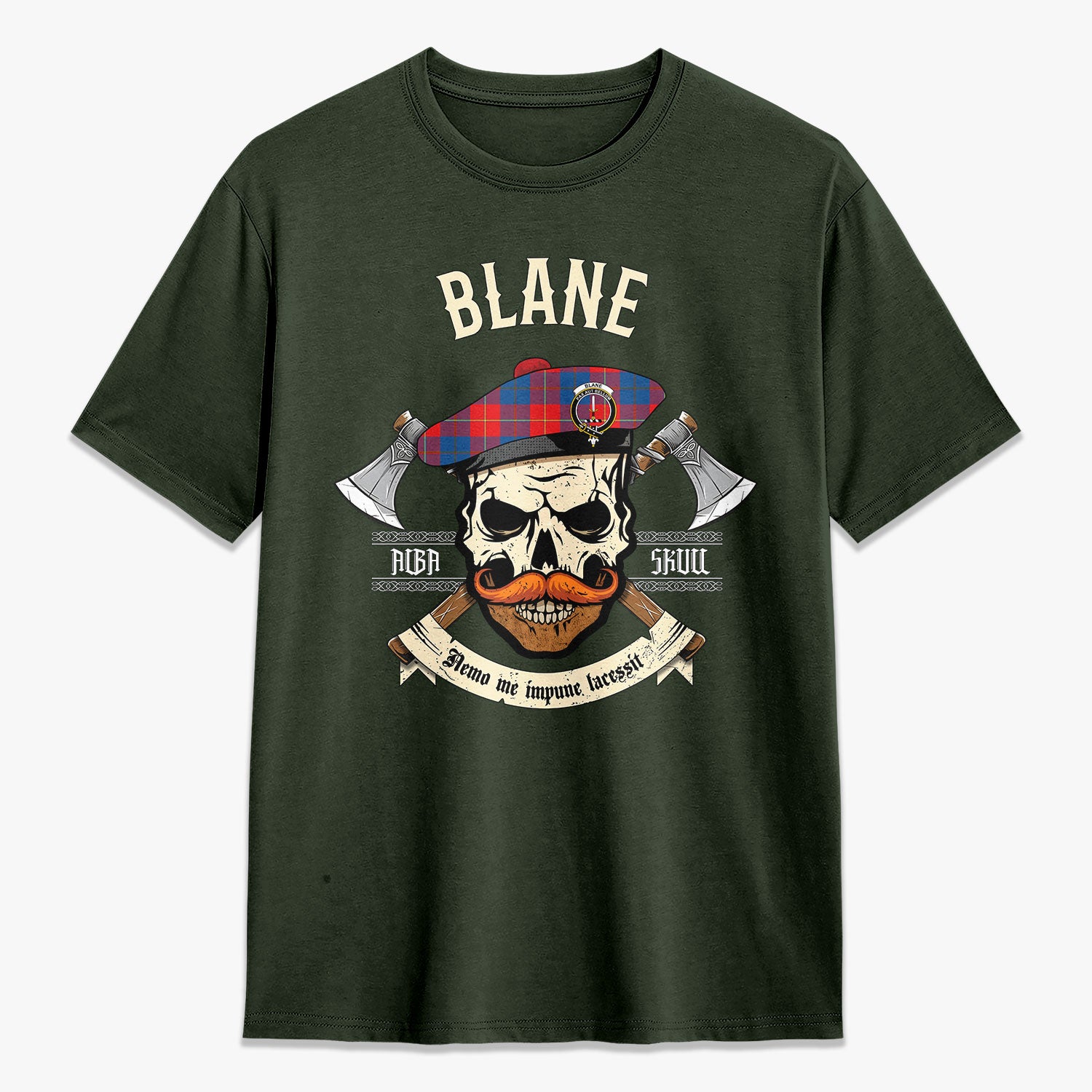 Blane Tartan Crest 2D T-shirt - Alba Skull Style