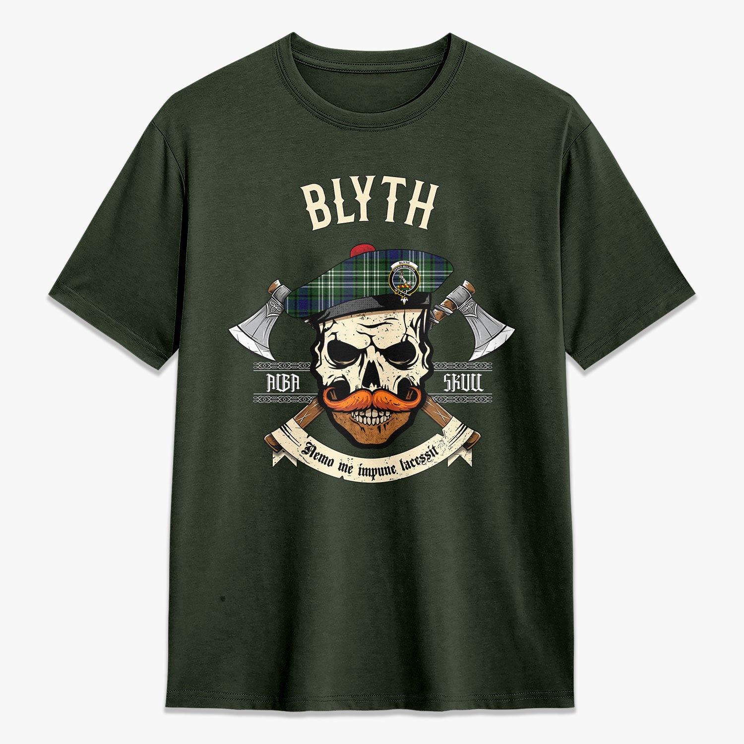 Blyth Tartan Crest 2D T-shirt - Alba Skull Style