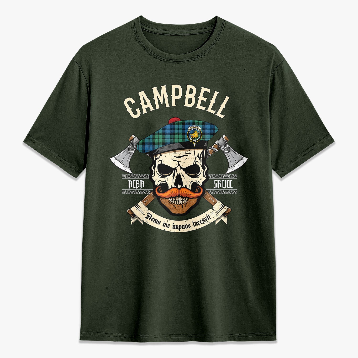 Campbell Ancient 01 Tartan Crest 2D T-shirt - Alba Skull Style