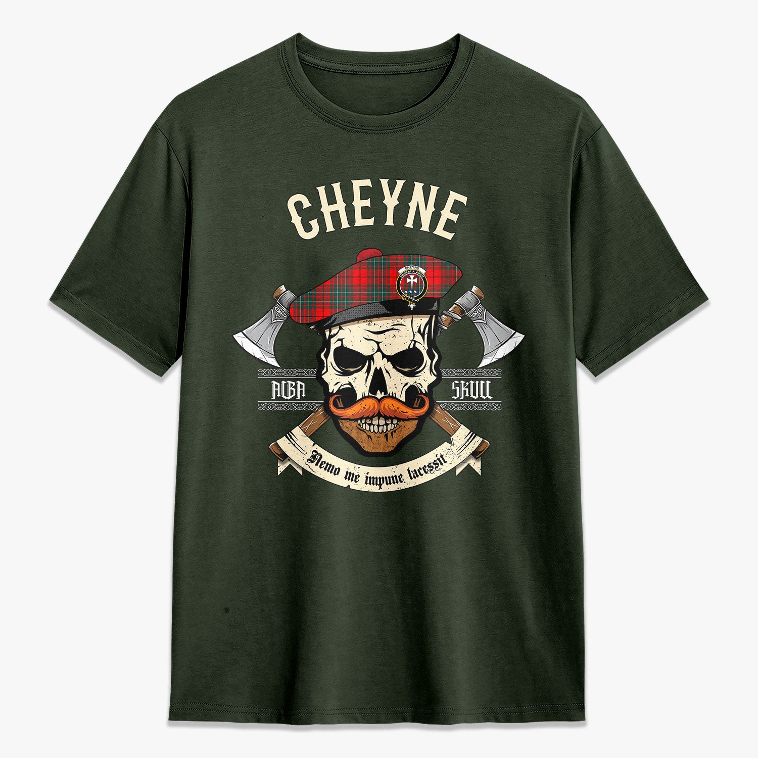 Cheyne Tartan Crest 2D T-shirt - Alba Skull Style